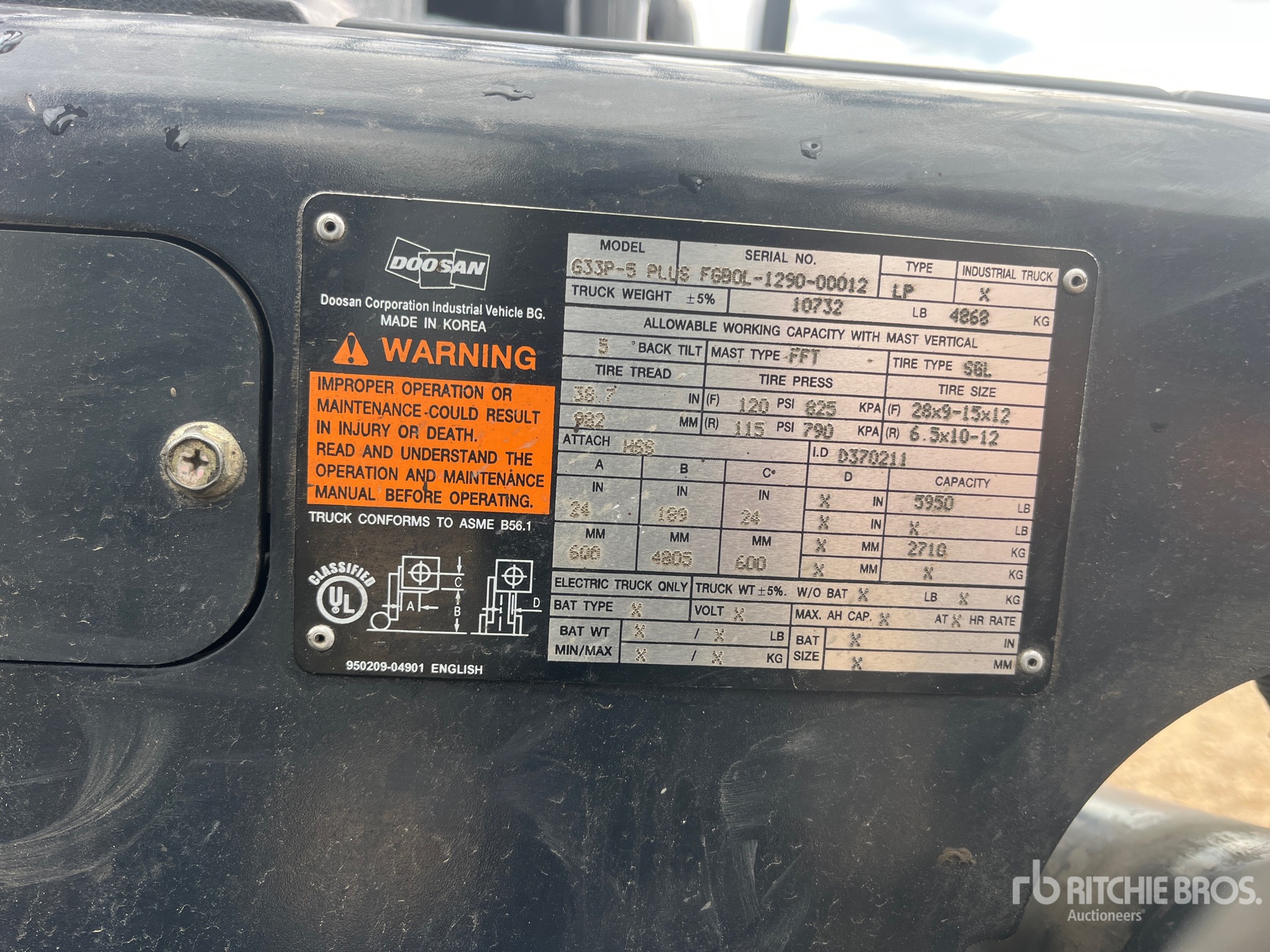 General Appearance with Serial Number / VIN