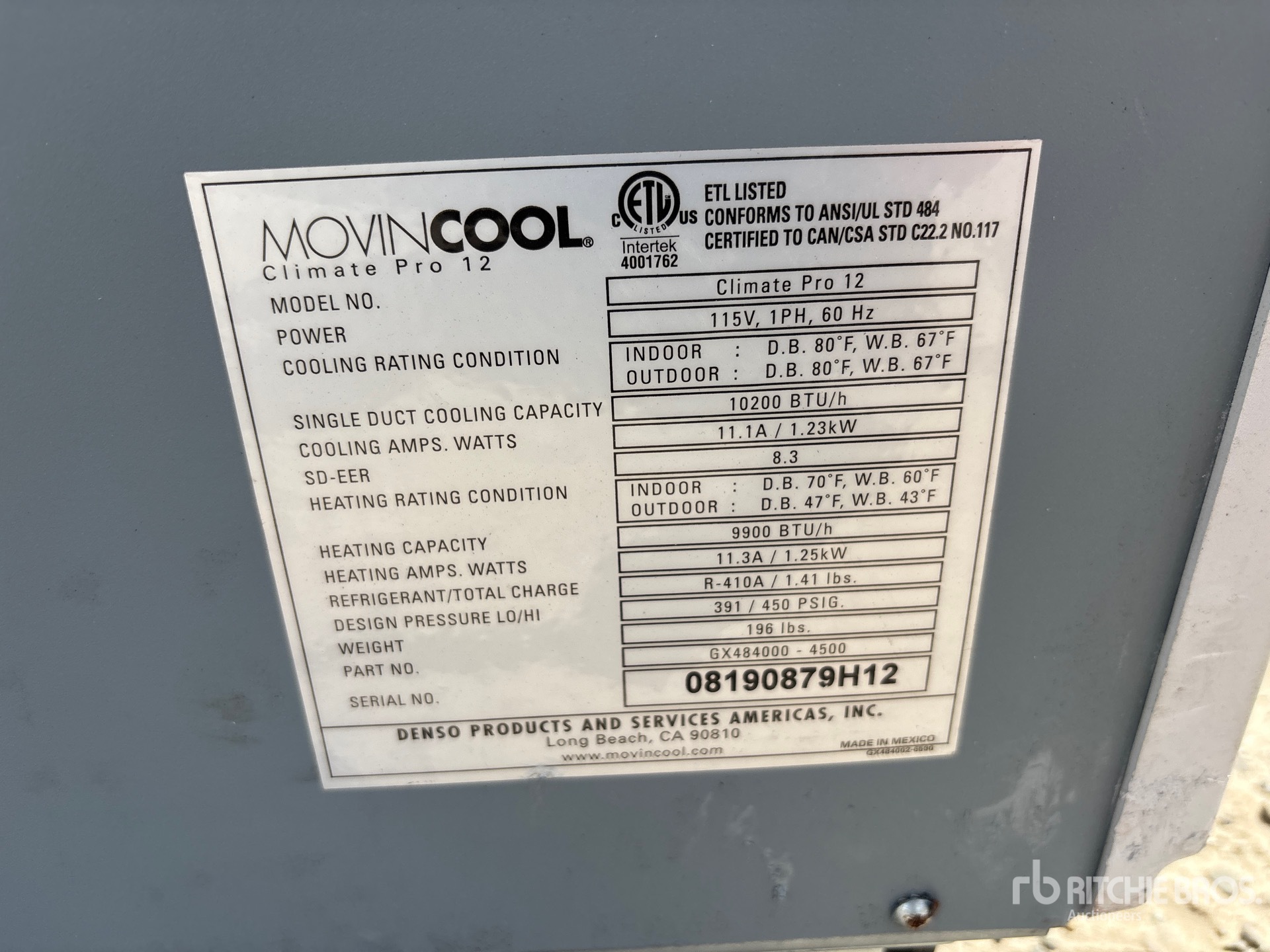 General Appearance with Serial Number / VIN