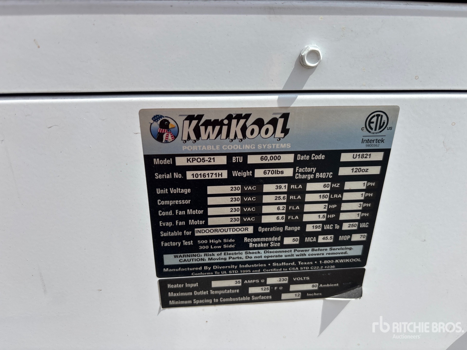 General Appearance with Serial Number / VIN