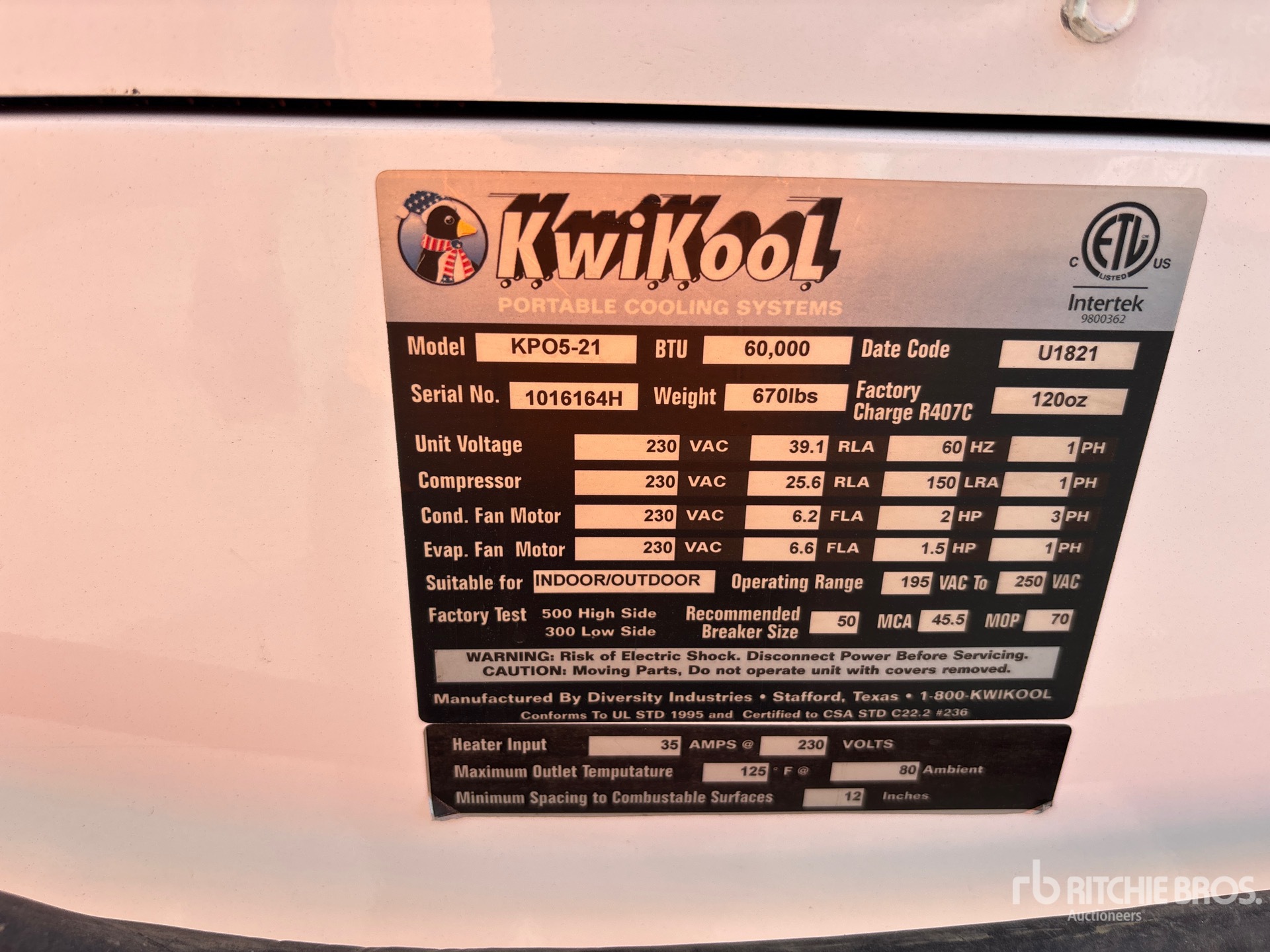 General Appearance with Serial Number / VIN