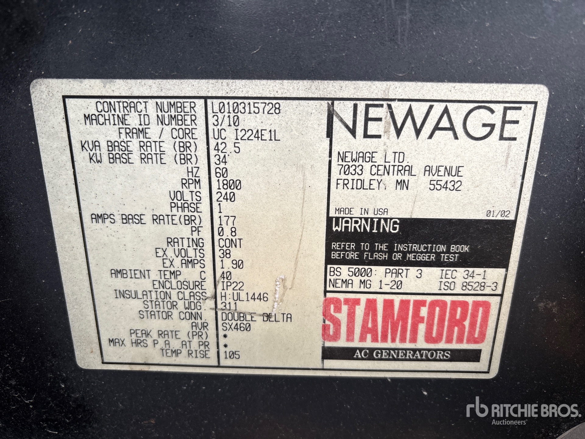 General Appearance with Serial Number / VIN