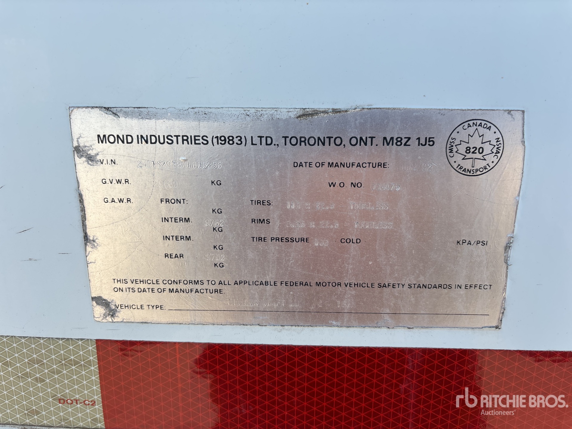 General Appearance with Serial Number / VIN