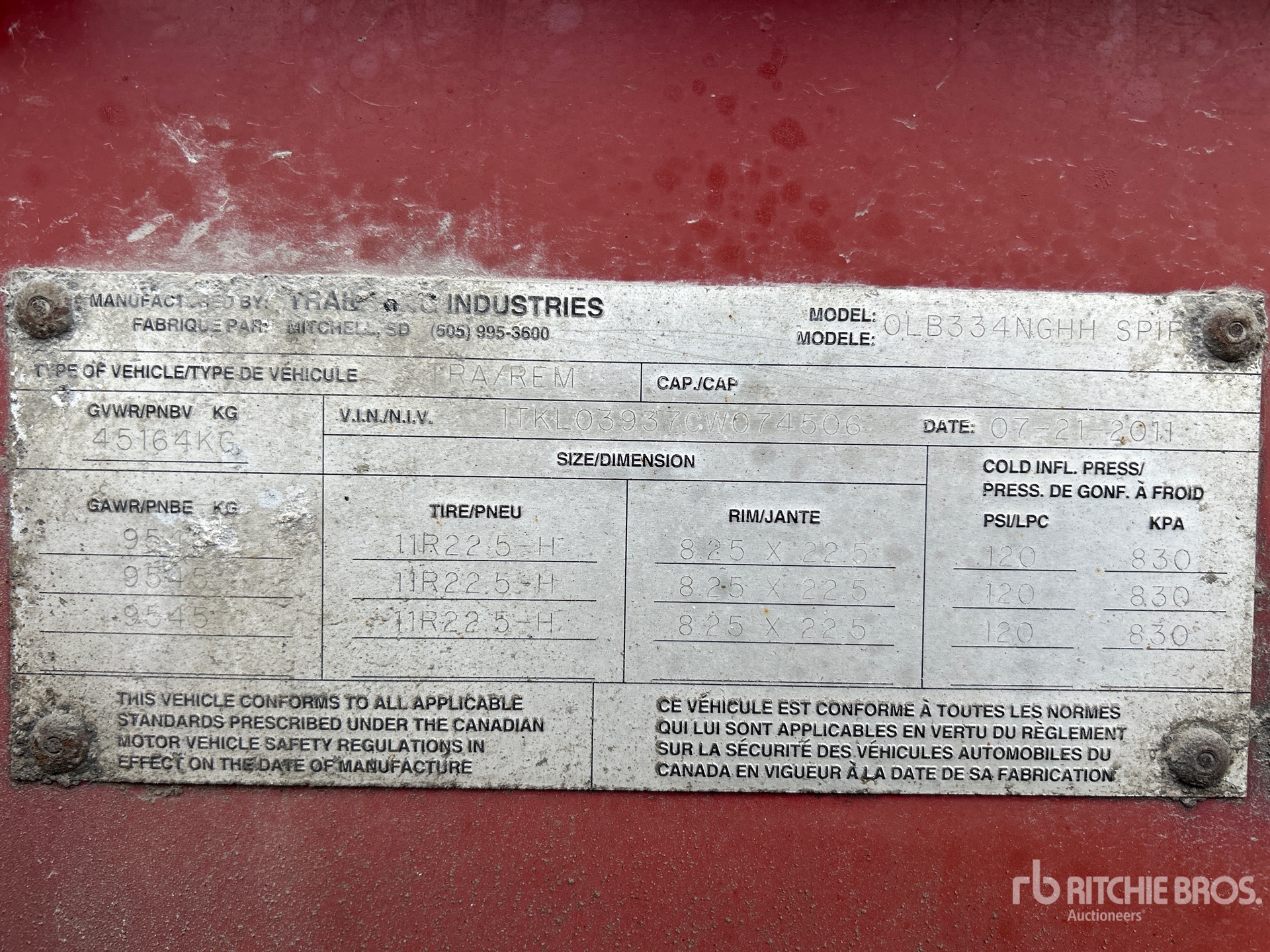 General Appearance with Serial Number / VIN