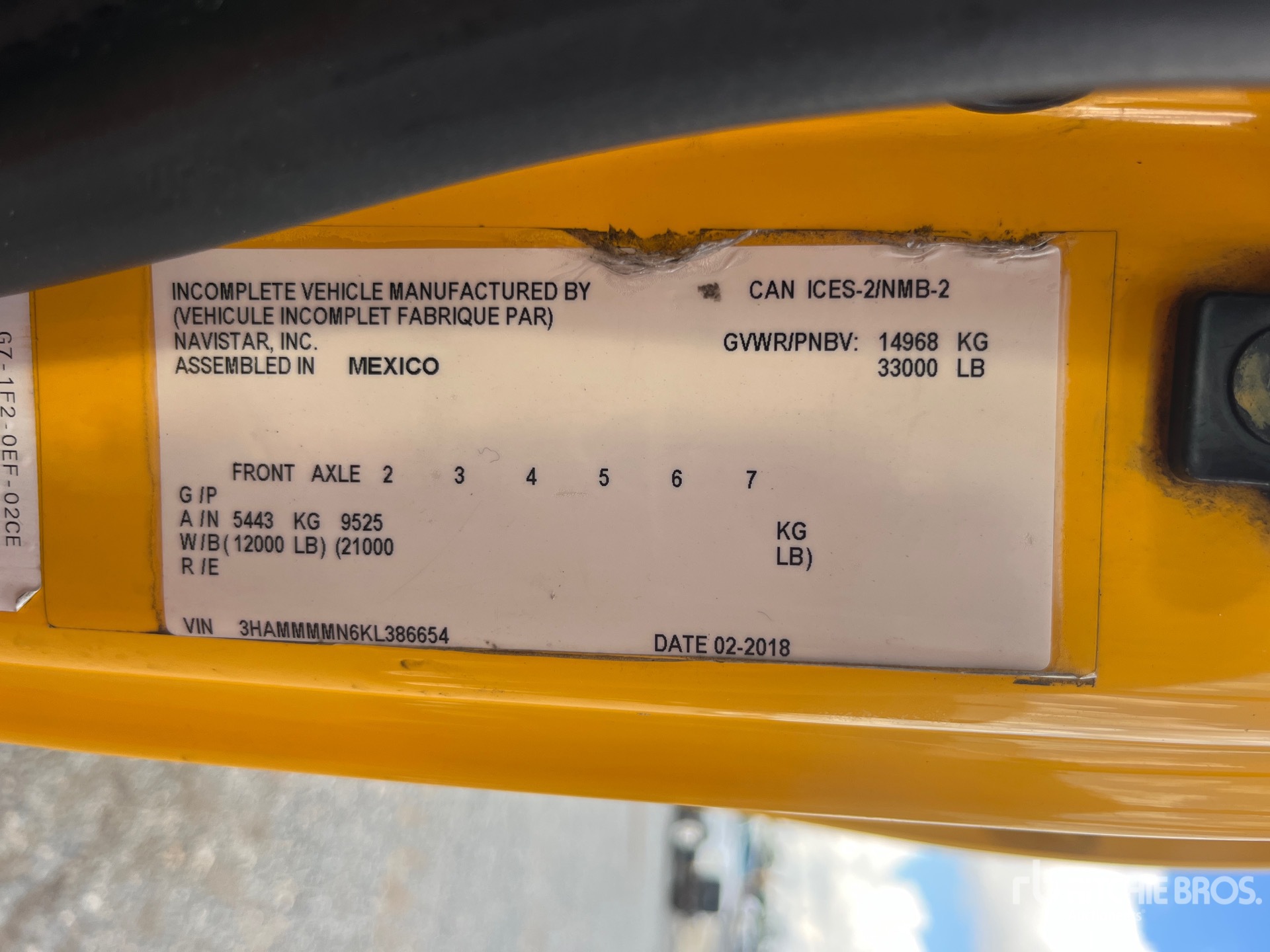 General Appearance with Serial Number / VIN