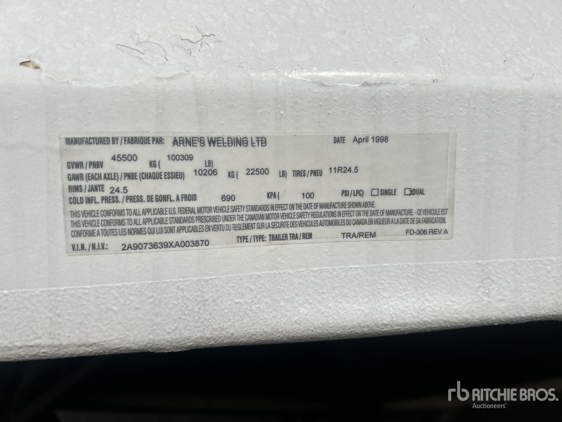 General Appearance with Serial Number / VIN