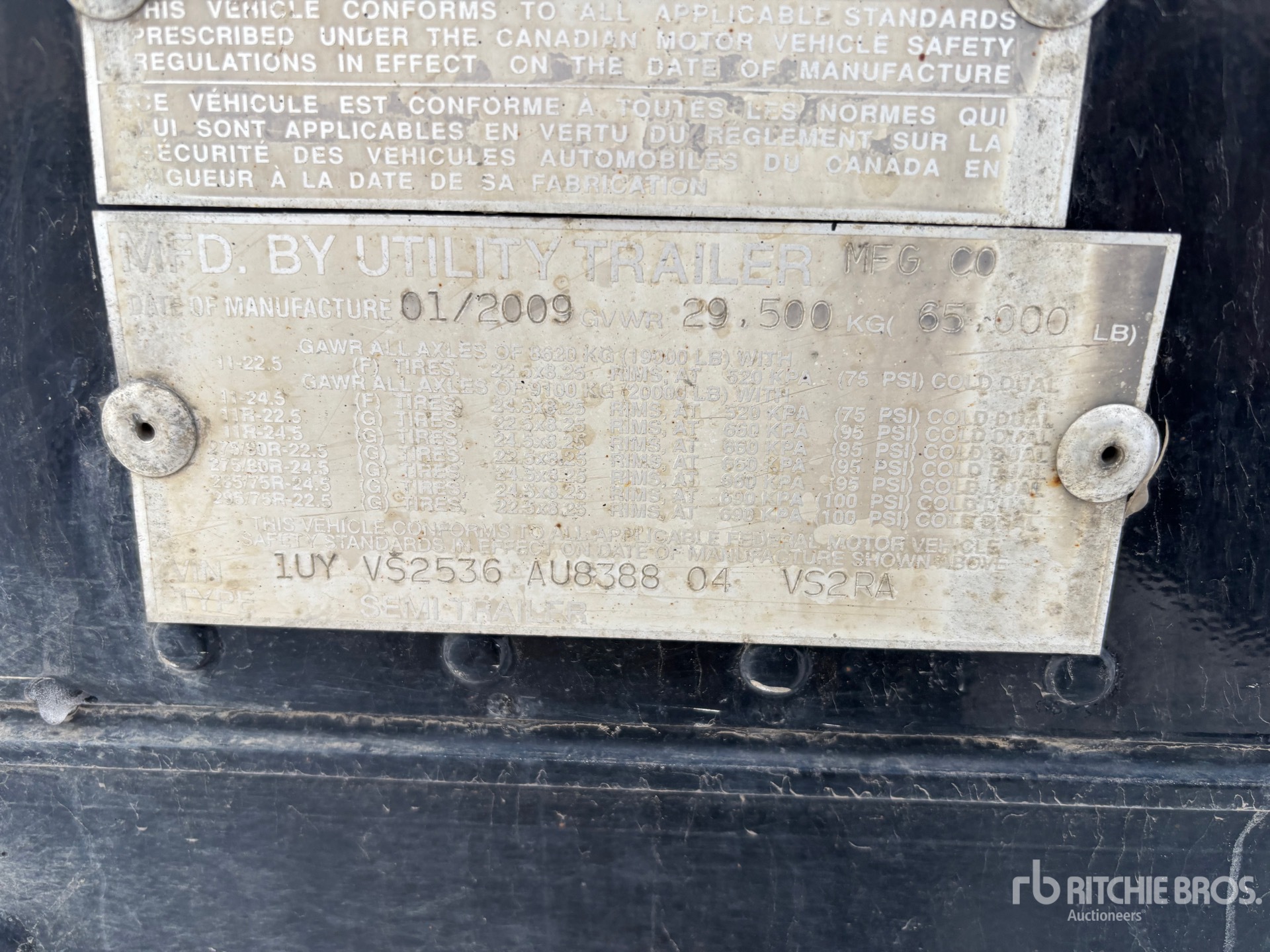 General Appearance with Serial Number / VIN