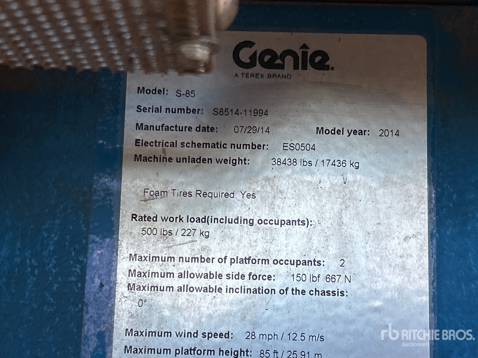 General Appearance with Serial Number / VIN