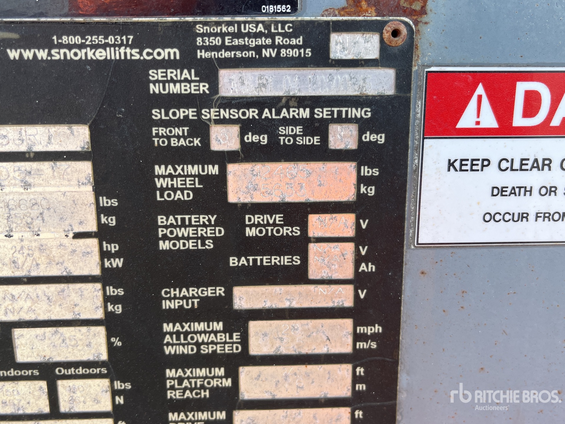 General Appearance with Serial Number / VIN
