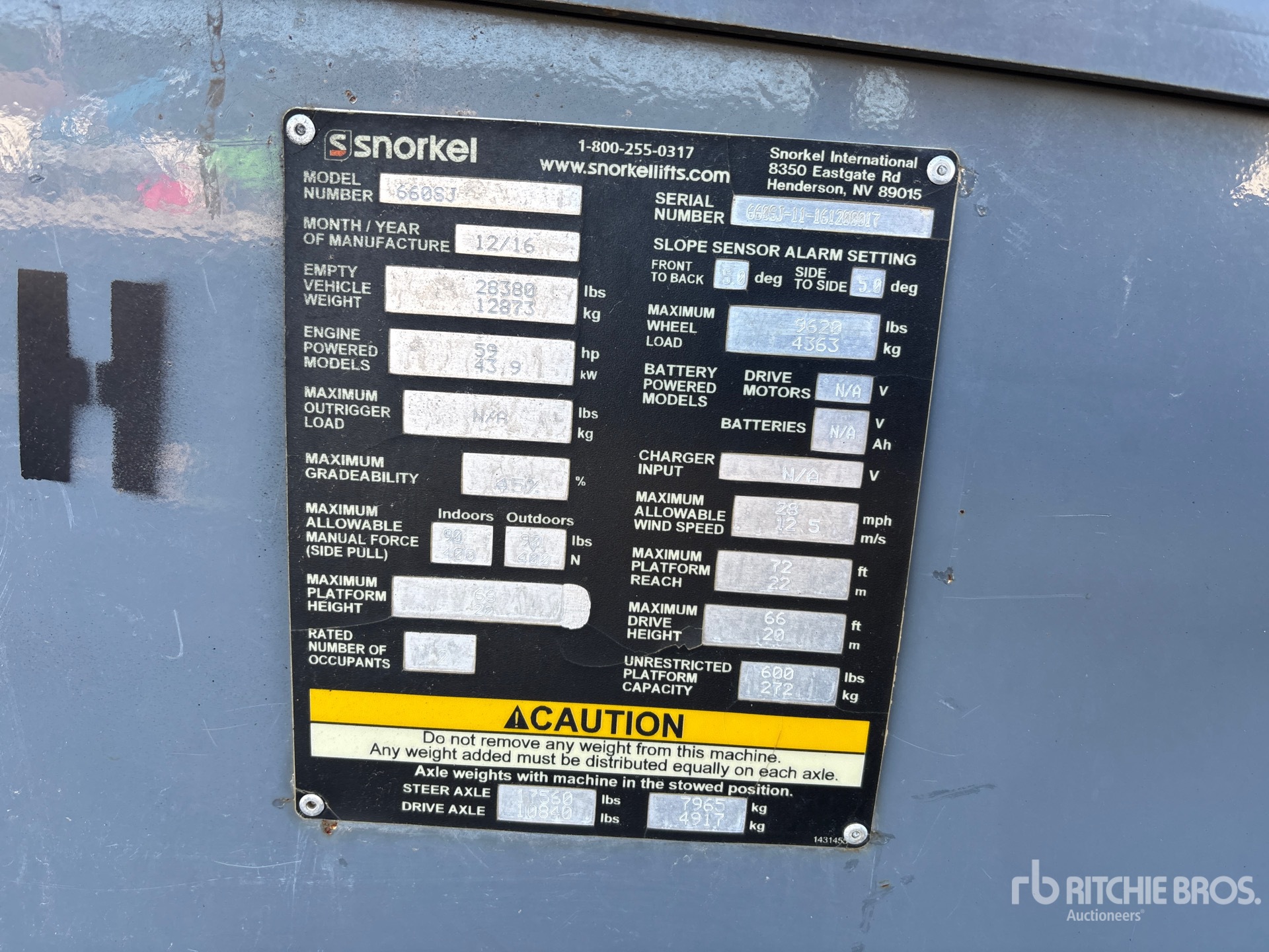 General Appearance with Serial Number / VIN