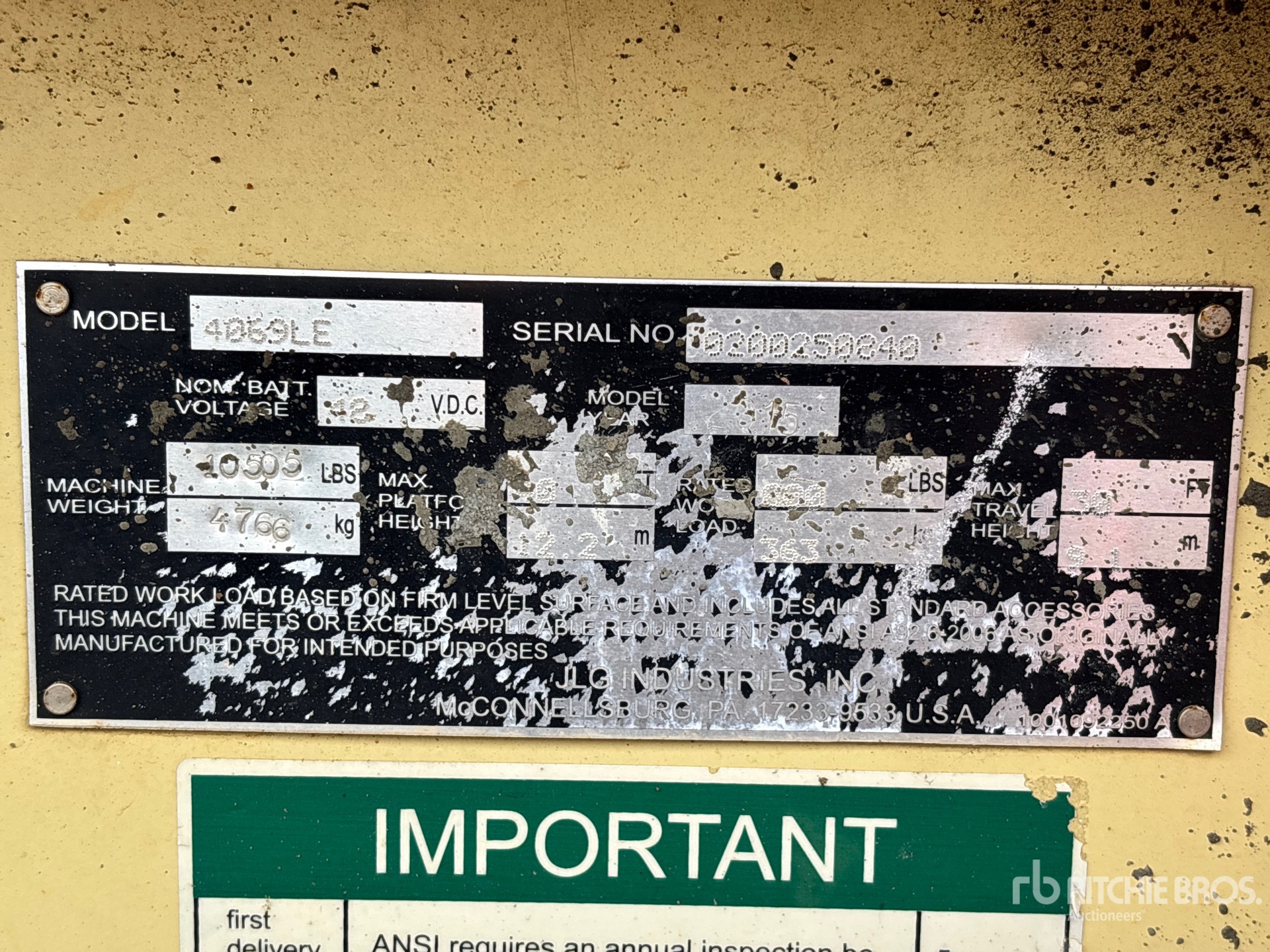 General Appearance with Serial Number / VIN