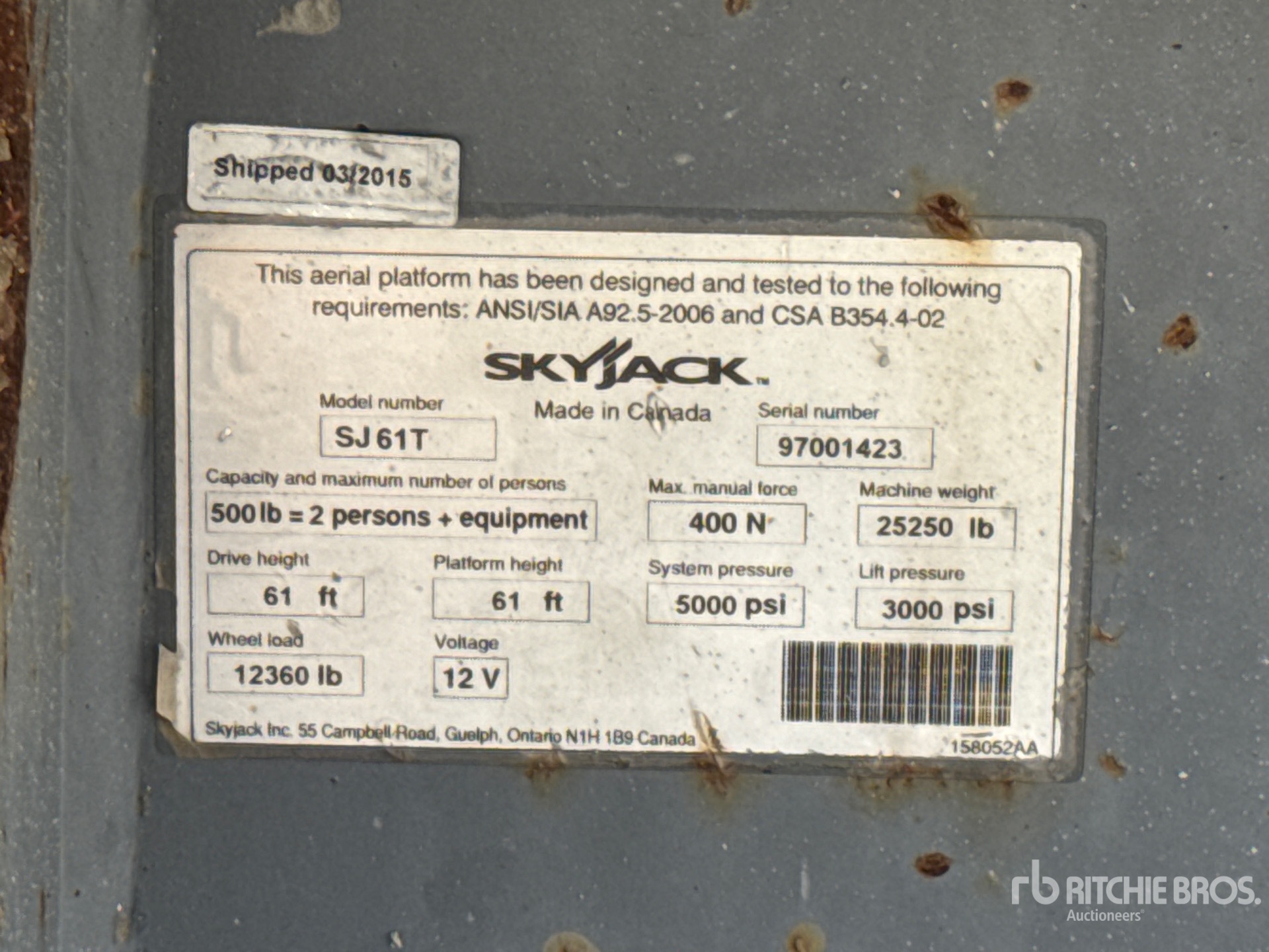 General Appearance with Serial Number / VIN
