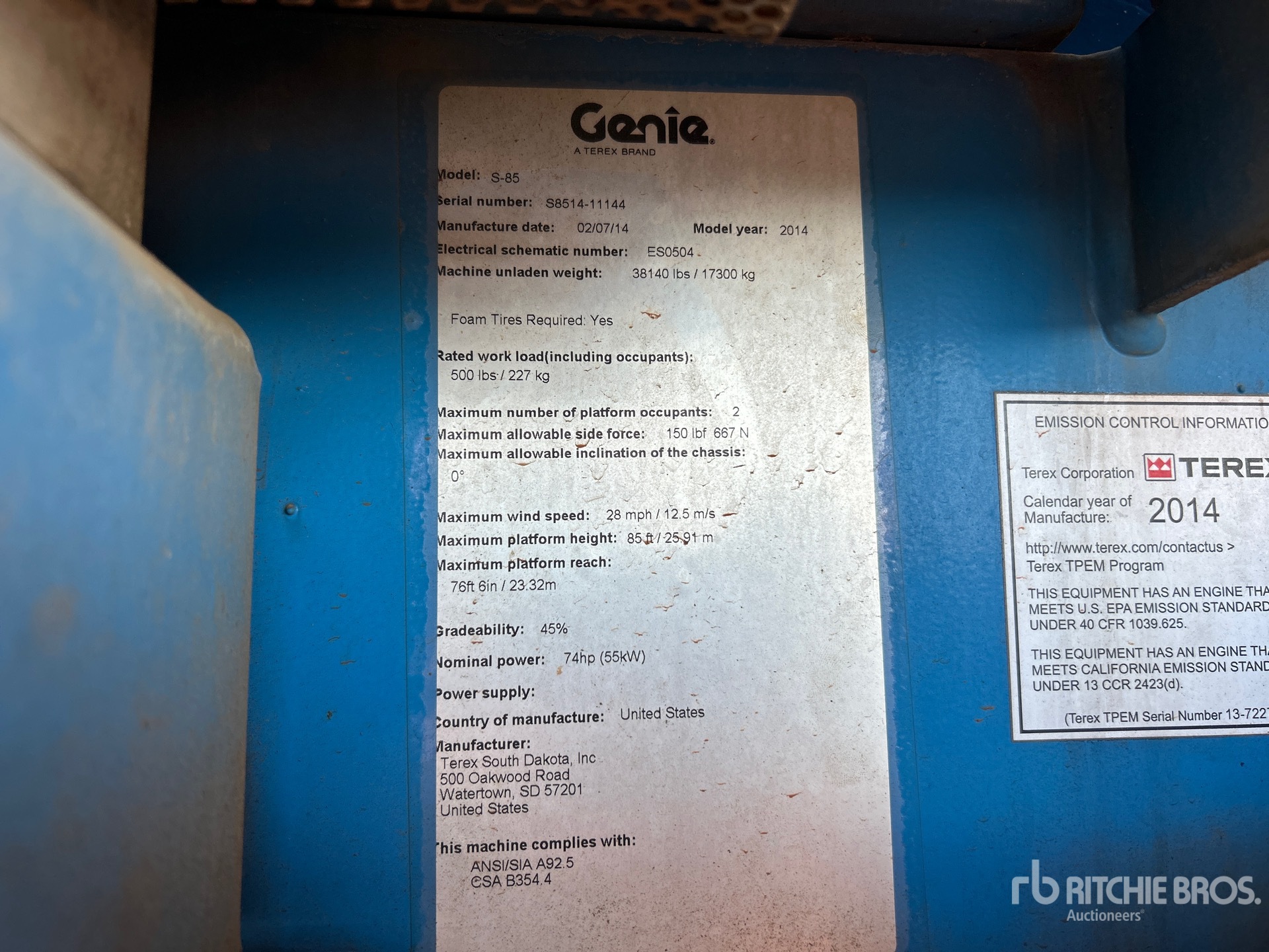 General Appearance with Serial Number / VIN