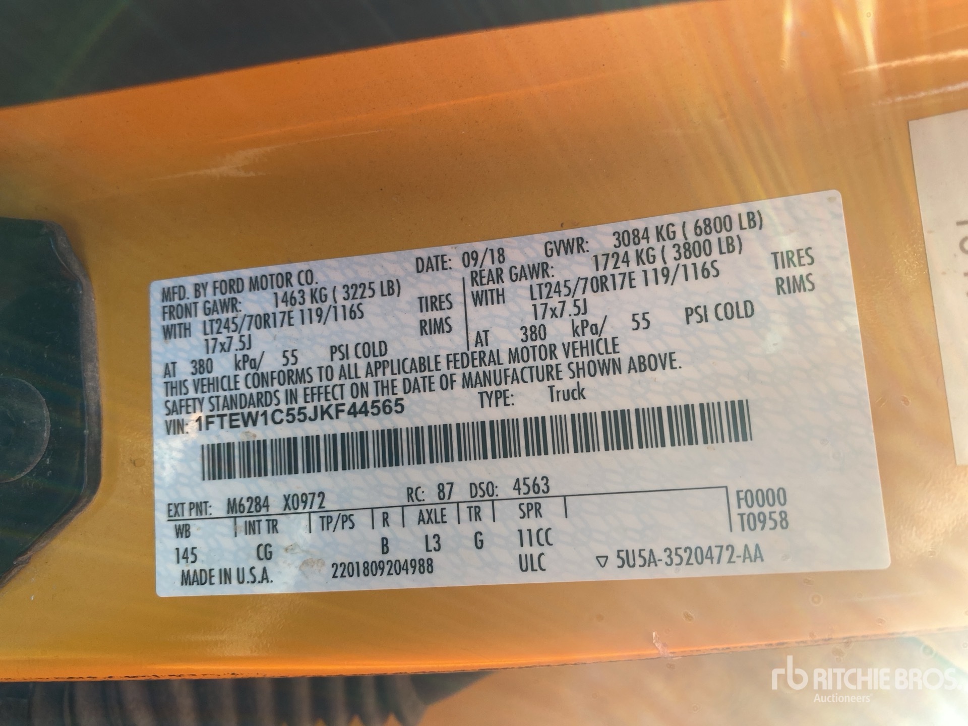 General Appearance with Serial Number / VIN