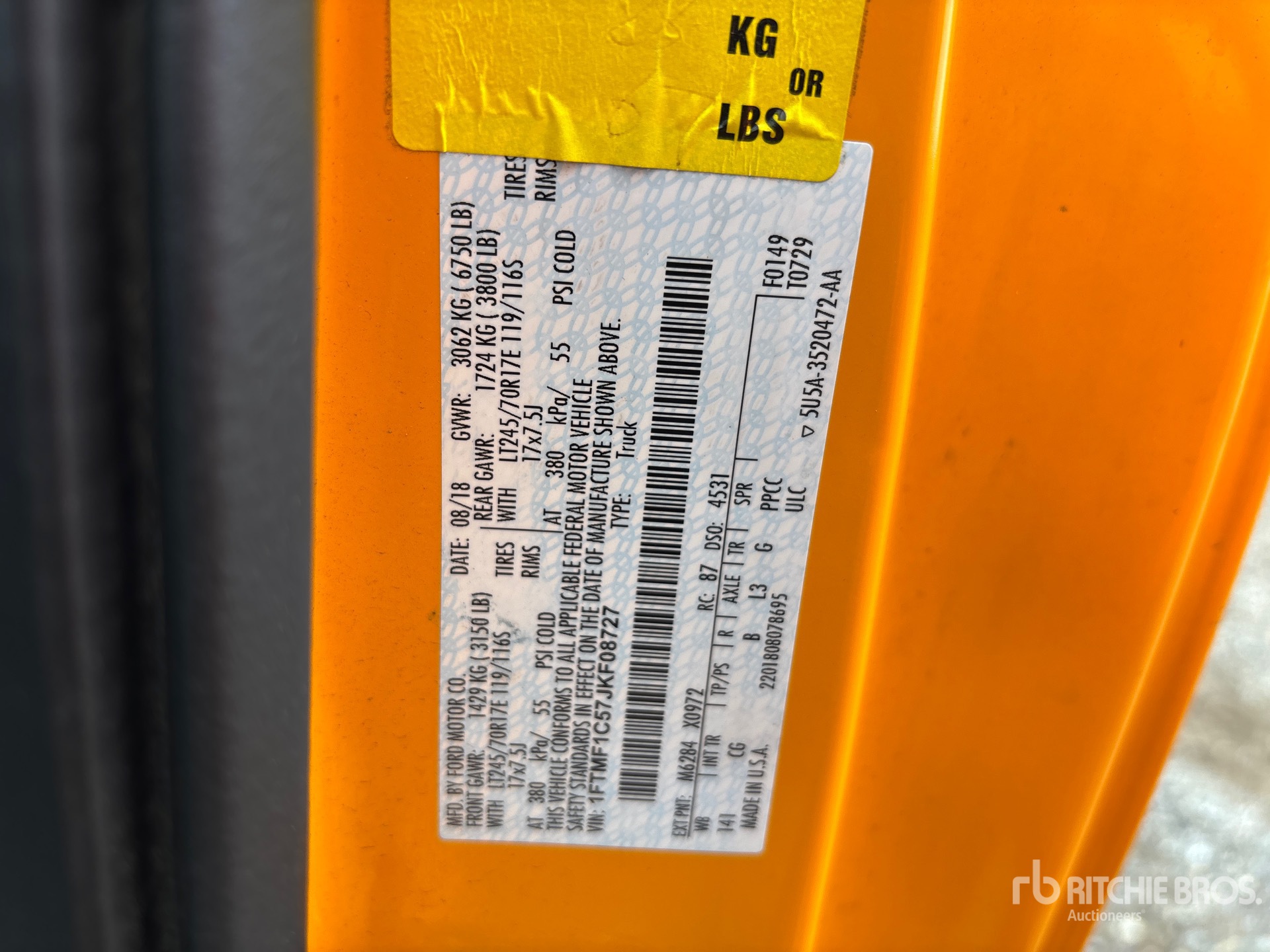General Appearance with Serial Number / VIN