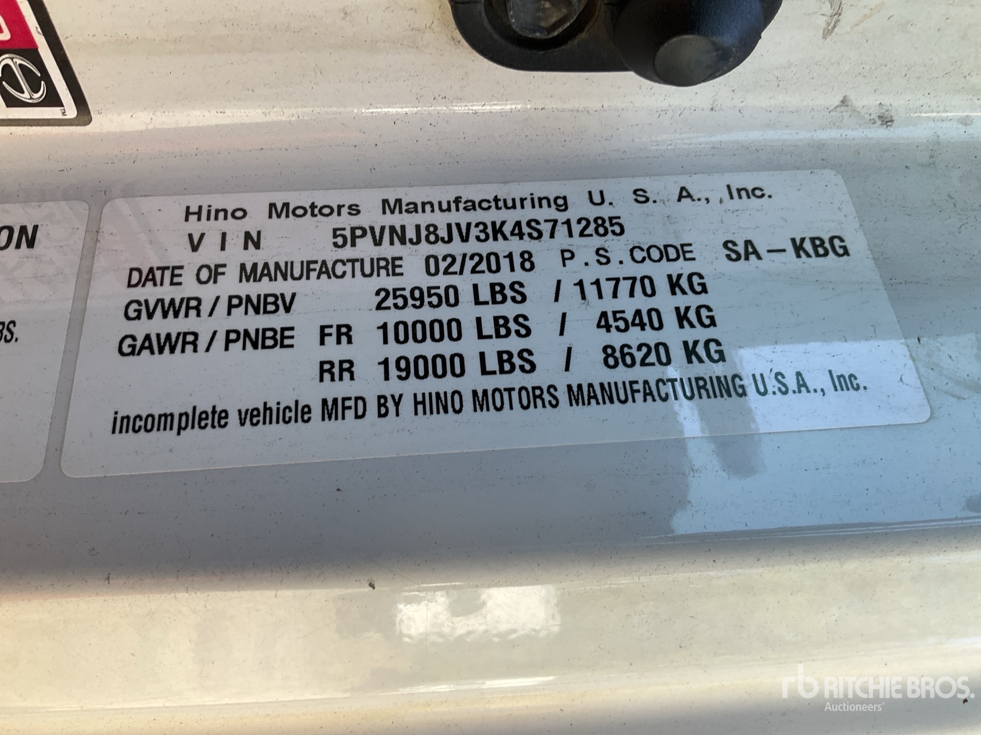 General Appearance with Serial Number / VIN