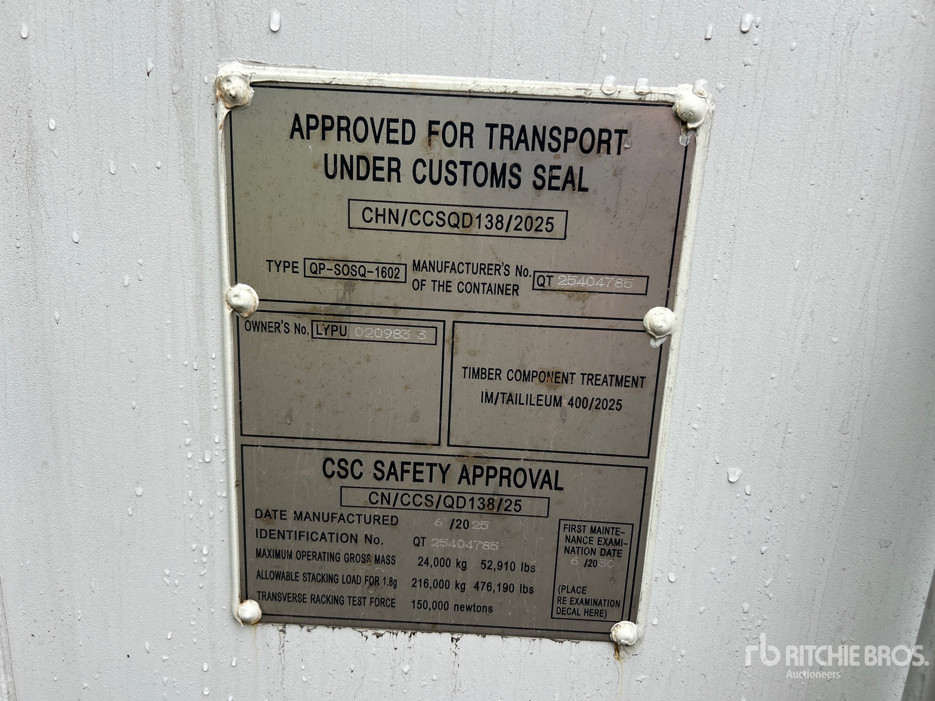 General Appearance with Serial Number / VIN
