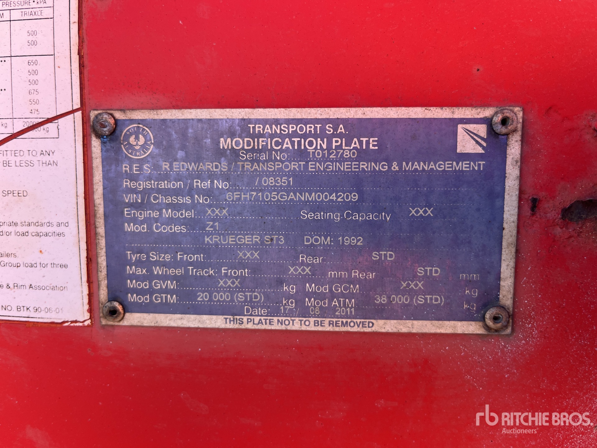 General Appearance with Serial Number / VIN