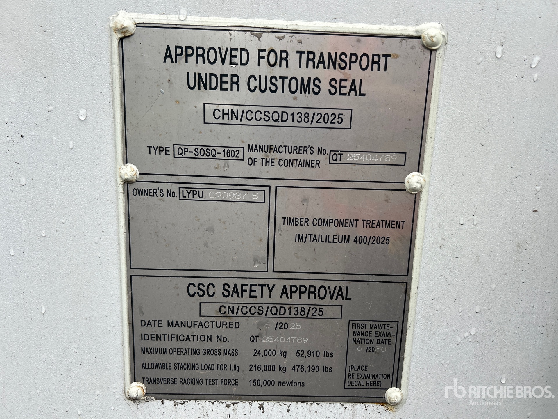 General Appearance with Serial Number / VIN