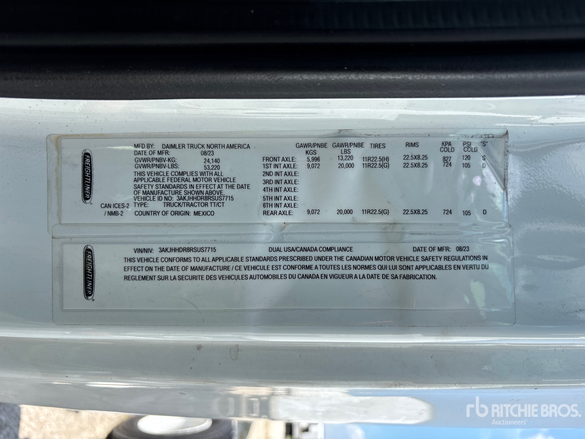 General Appearance with Serial Number / VIN