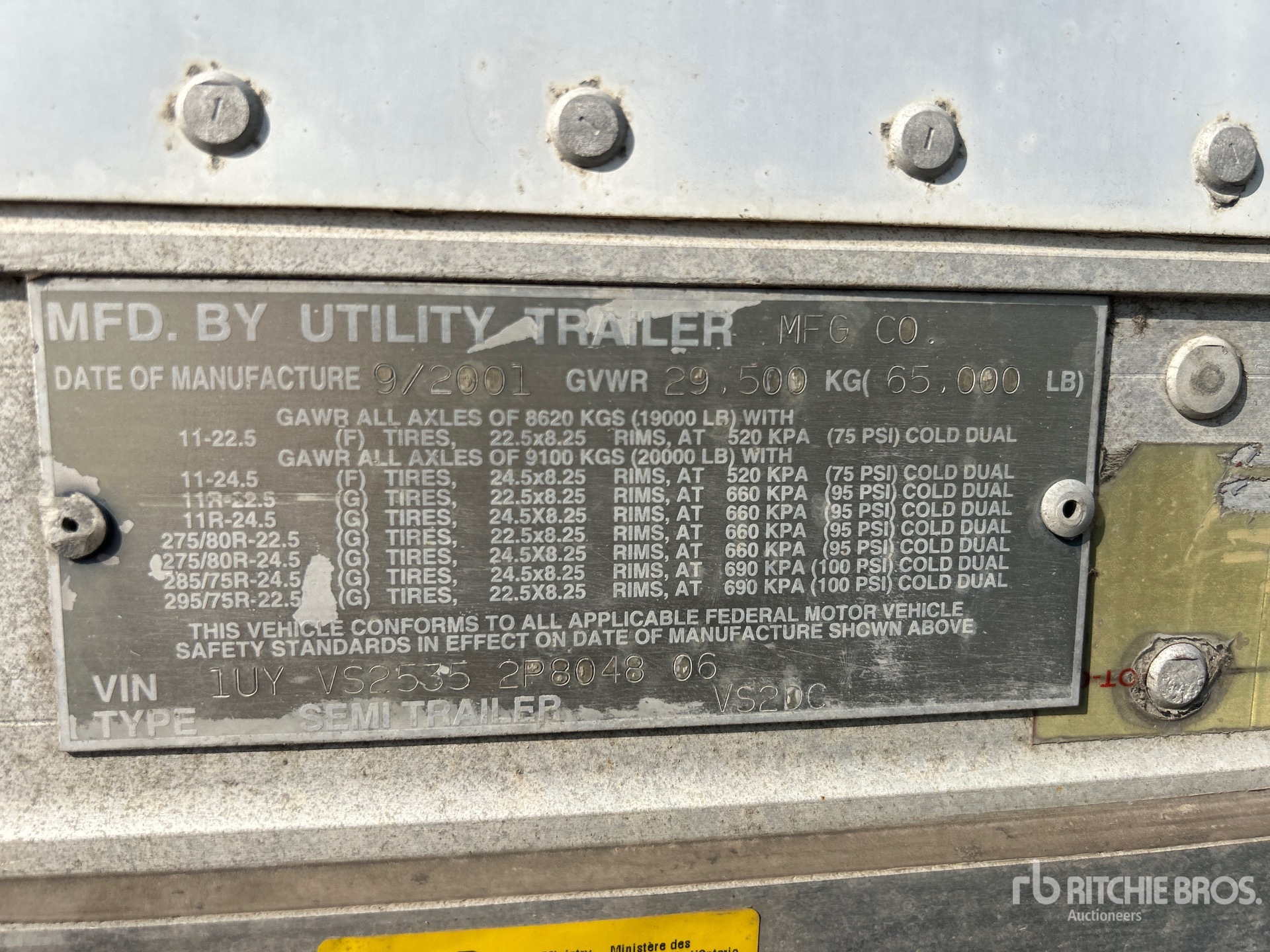 General Appearance with Serial Number / VIN