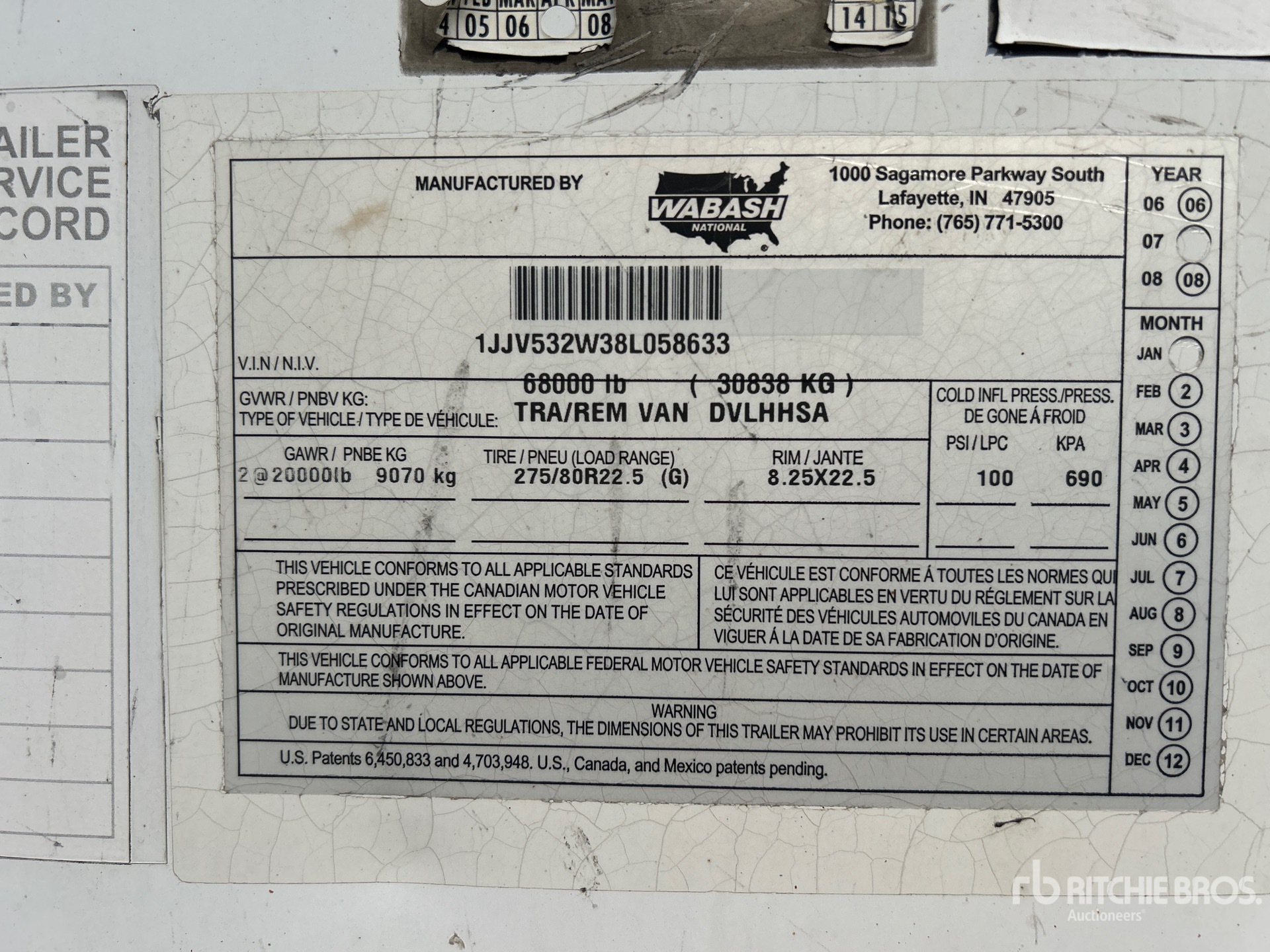 General Appearance with Serial Number / VIN