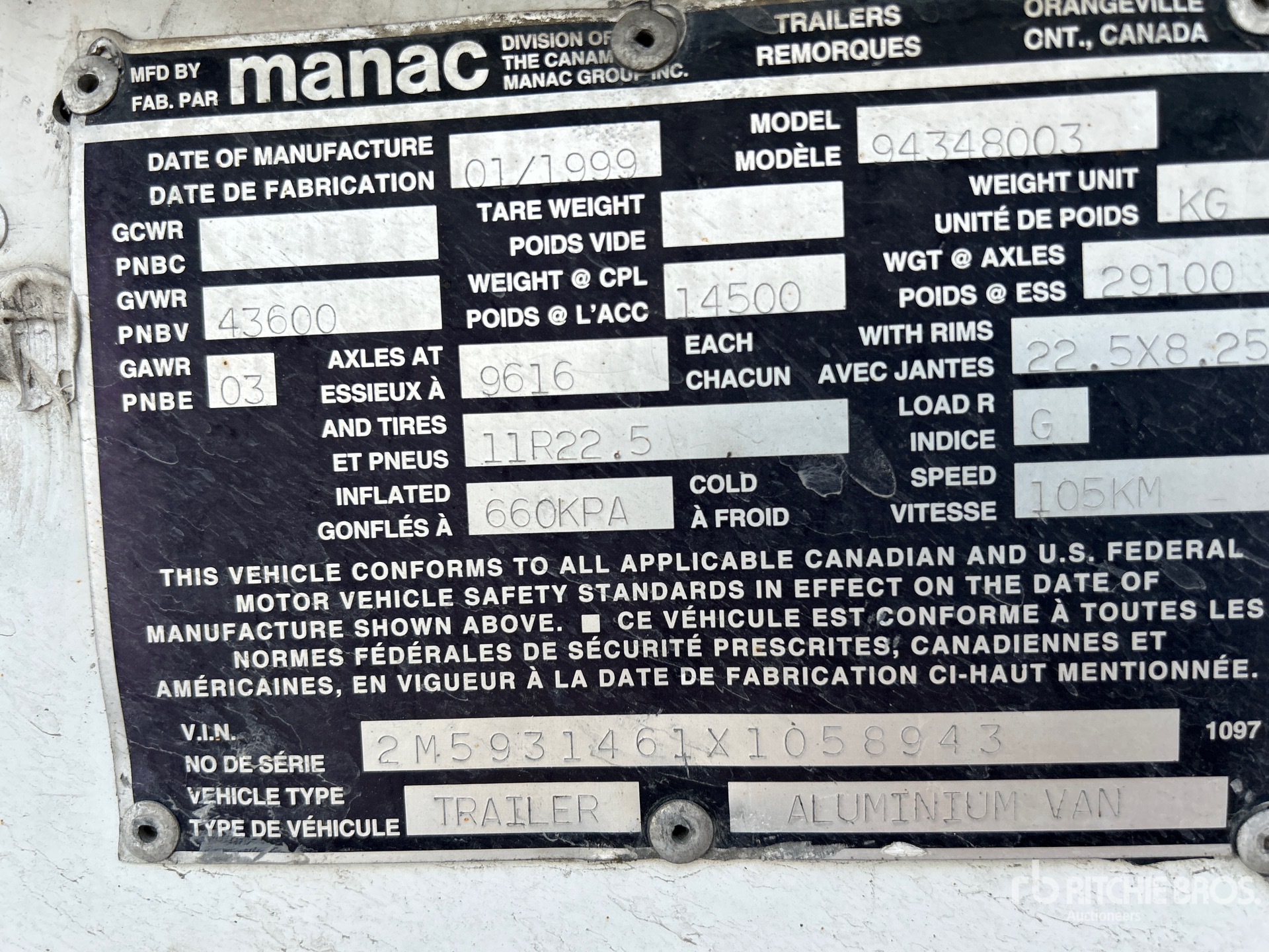 General Appearance with Serial Number / VIN