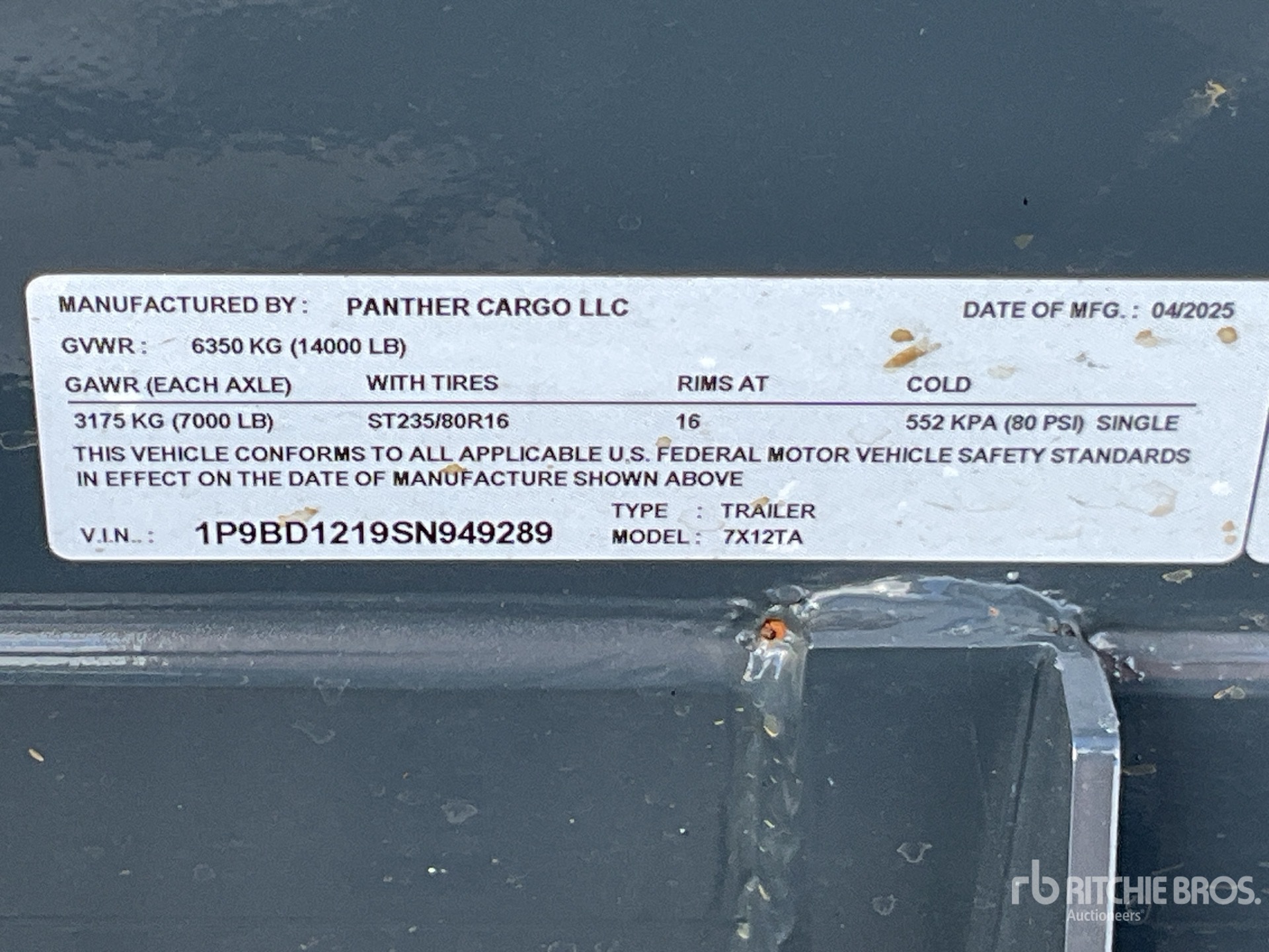 General Appearance with Serial Number / VIN