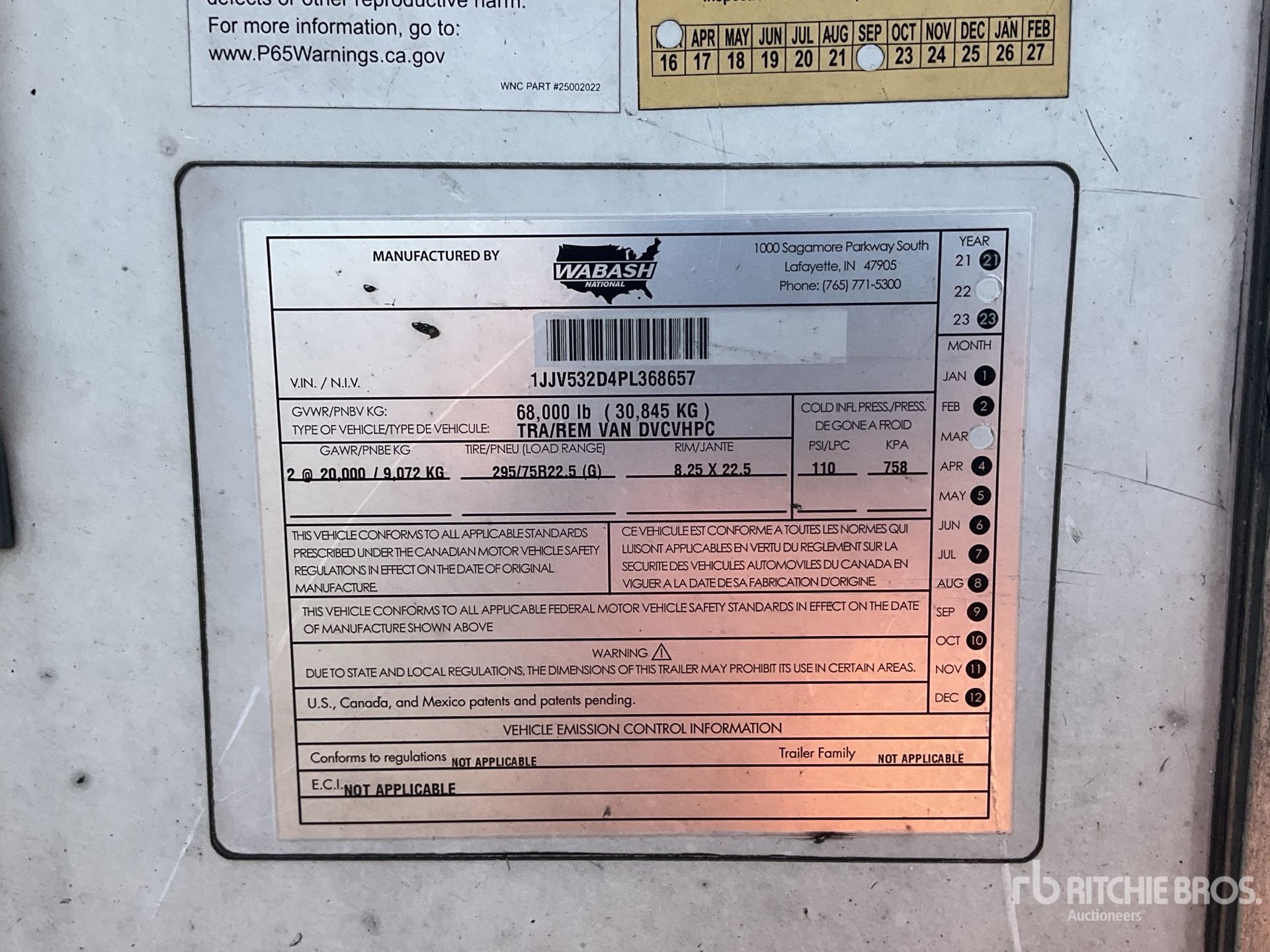 General Appearance with Serial Number / VIN