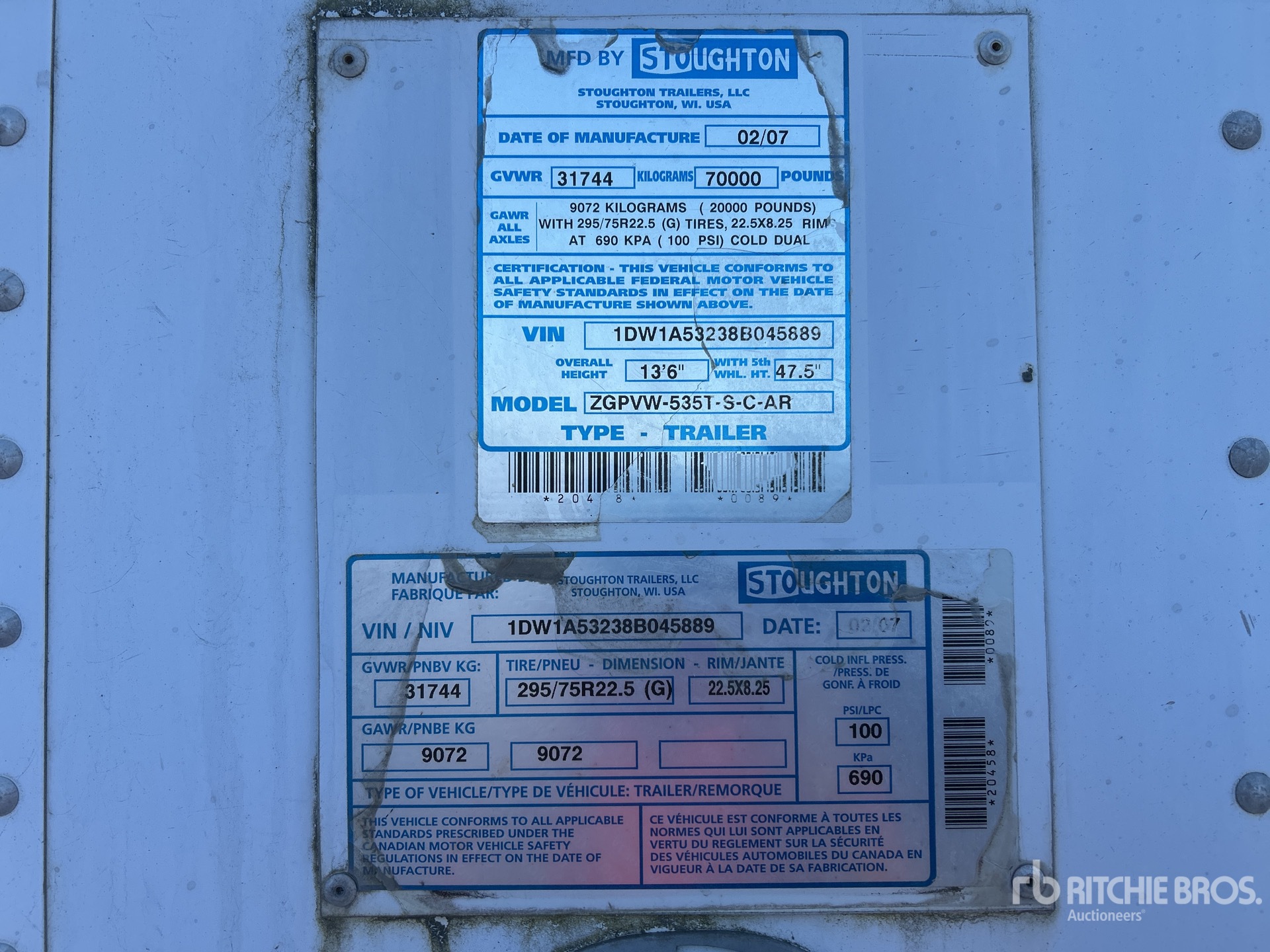 General Appearance with Serial Number / VIN