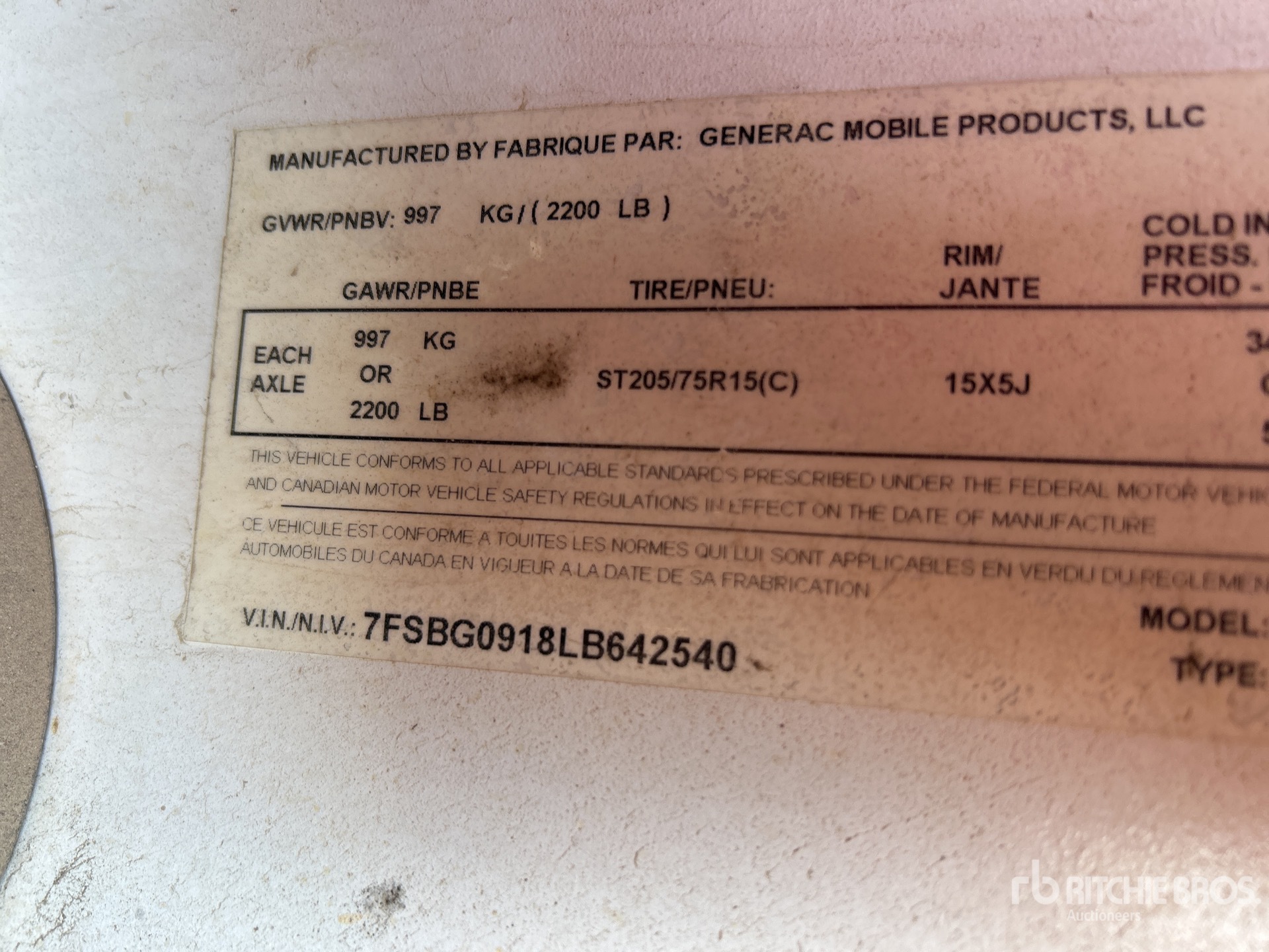 General Appearance with Serial Number / VIN