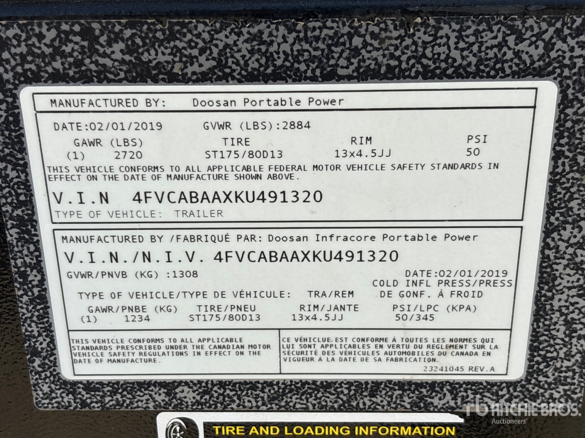 General Appearance with Serial Number / VIN