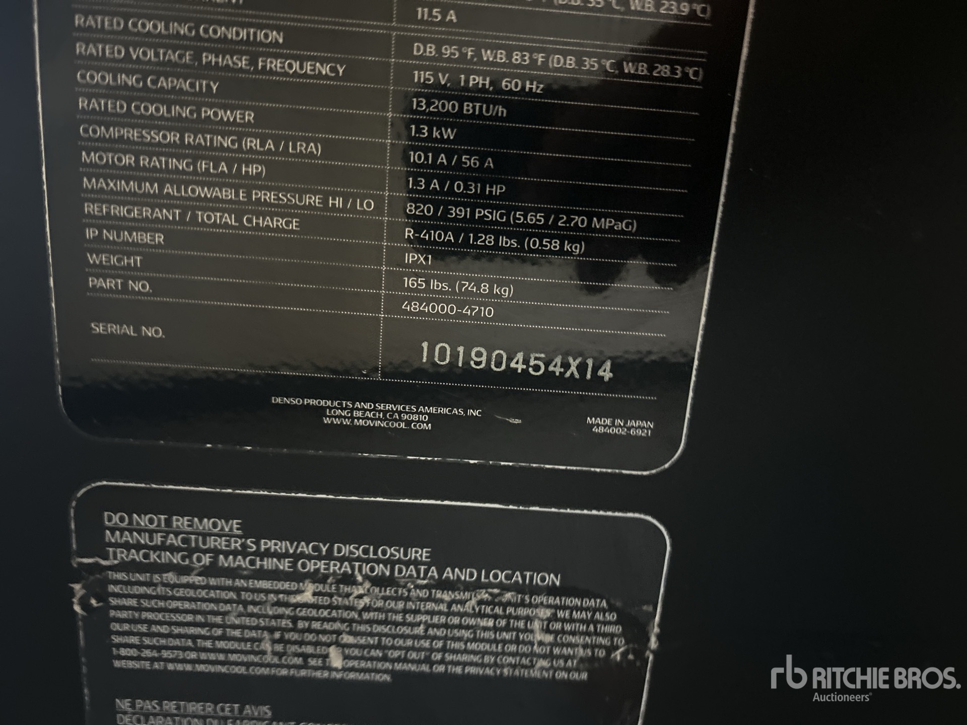 General Appearance with Serial Number / VIN