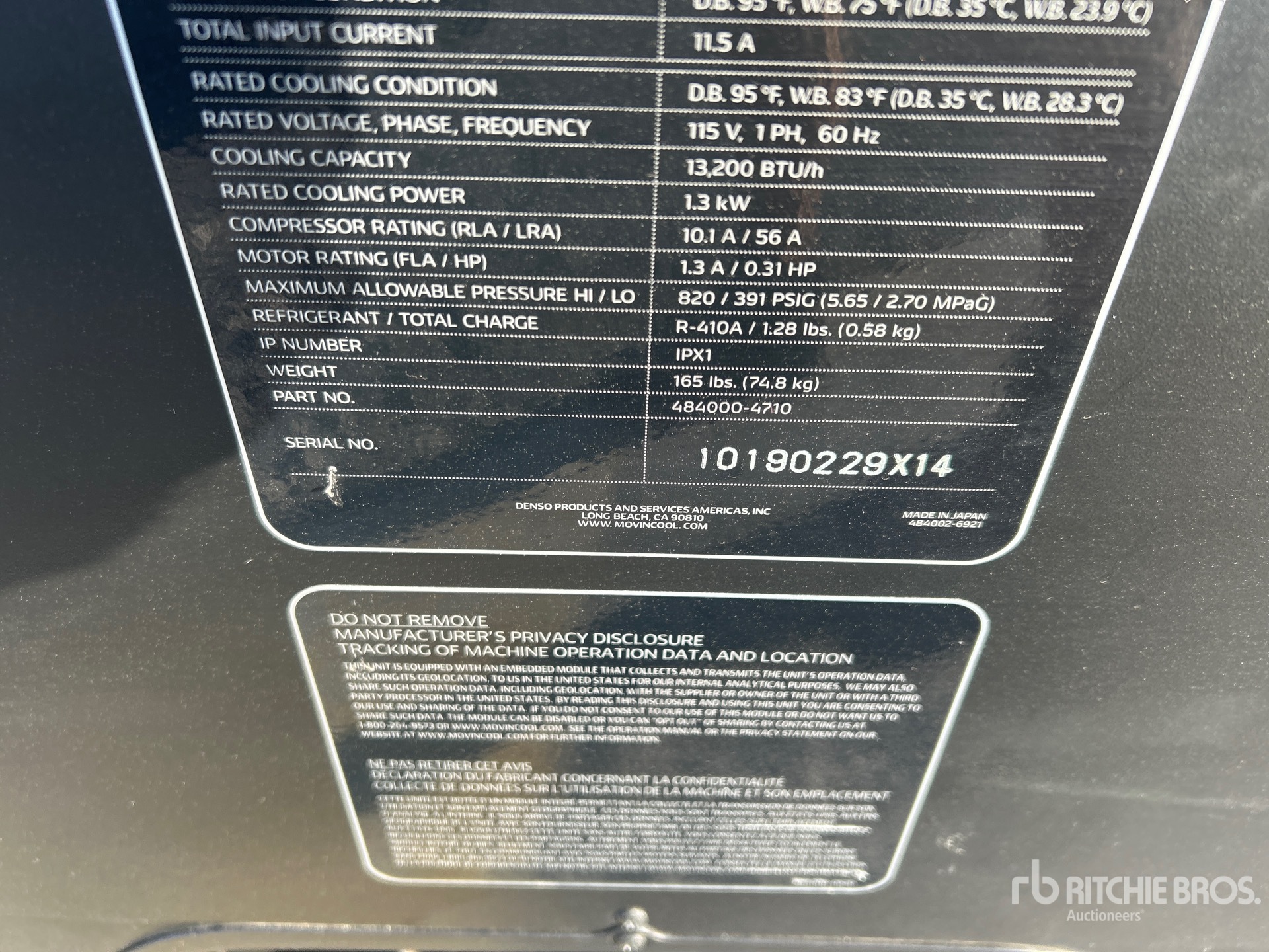 General Appearance with Serial Number / VIN