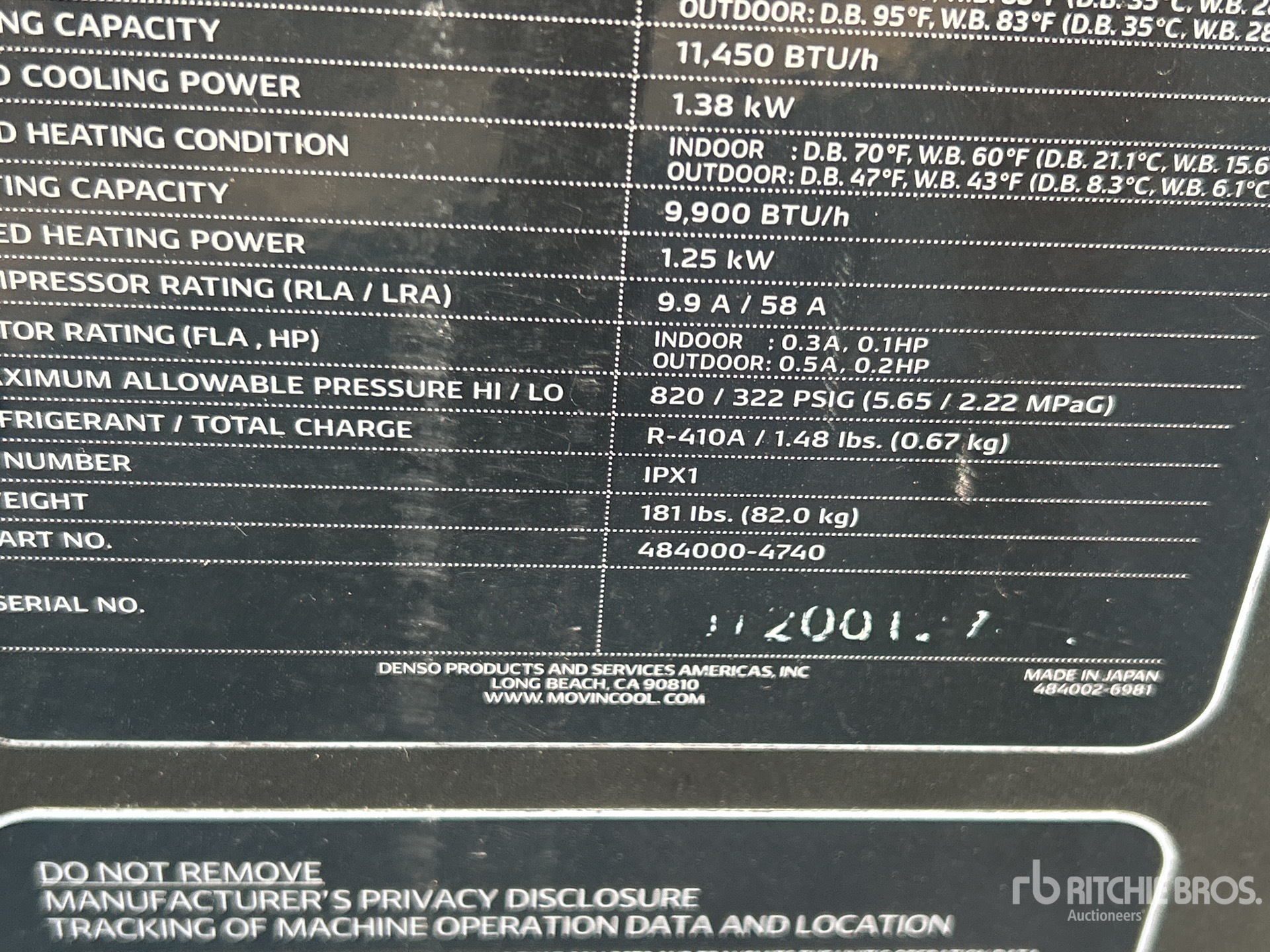 General Appearance with Serial Number / VIN
