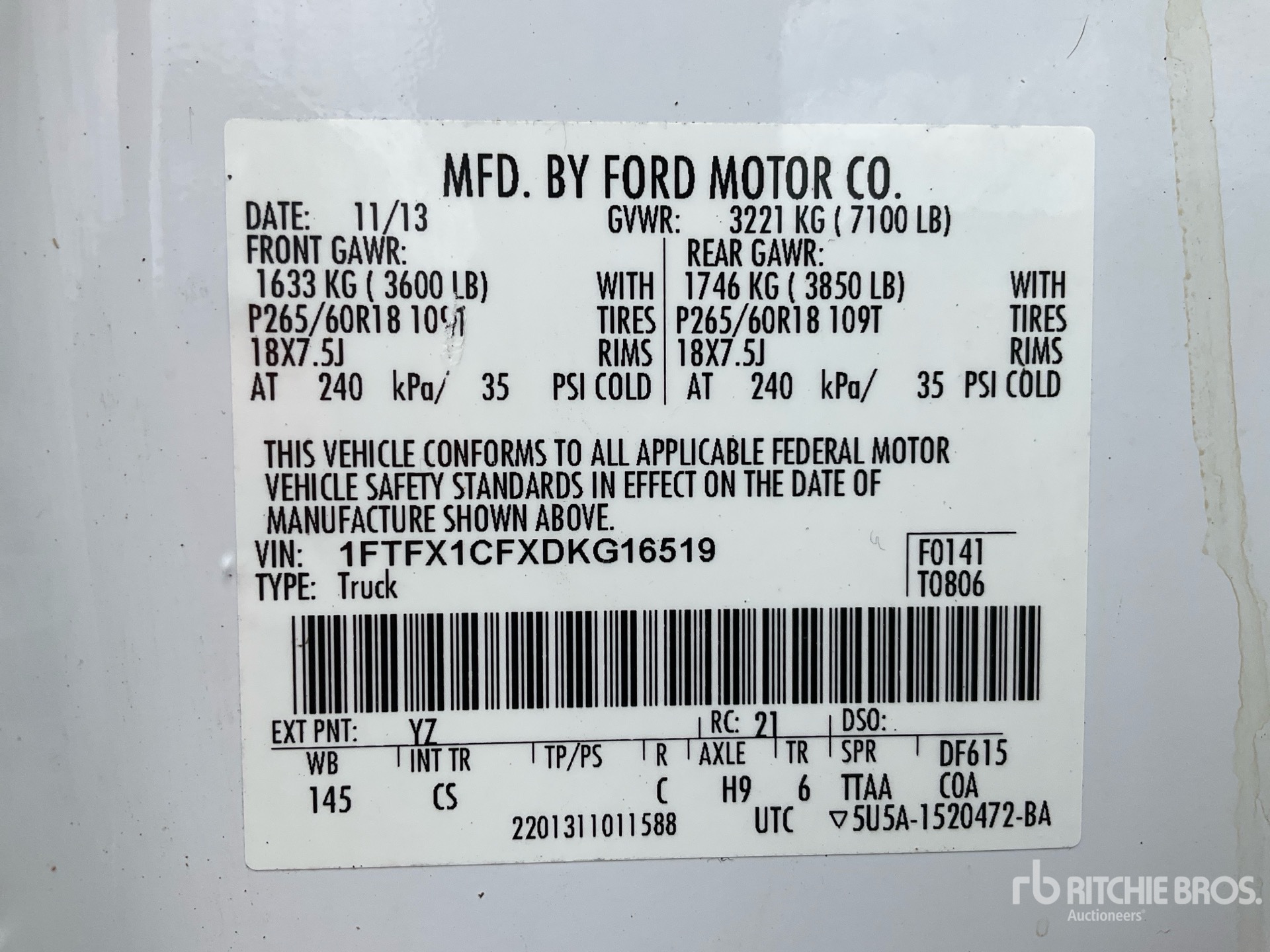 General Appearance with Serial Number / VIN