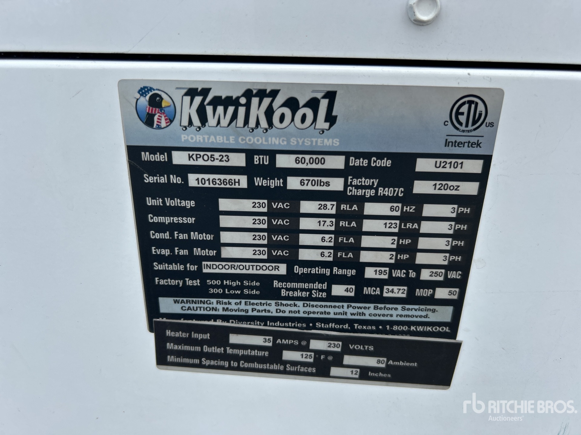 General Appearance with Serial Number / VIN