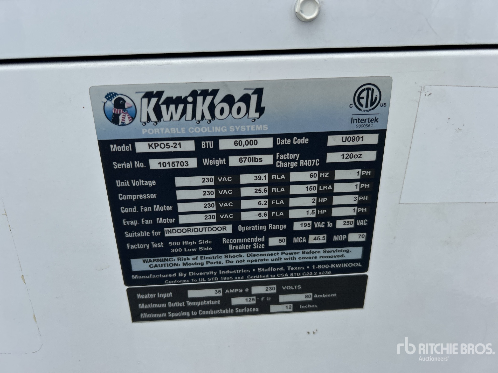 General Appearance with Serial Number / VIN