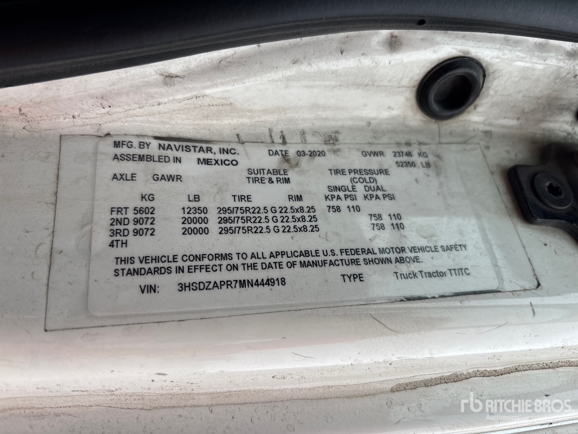 General Appearance with Serial Number / VIN