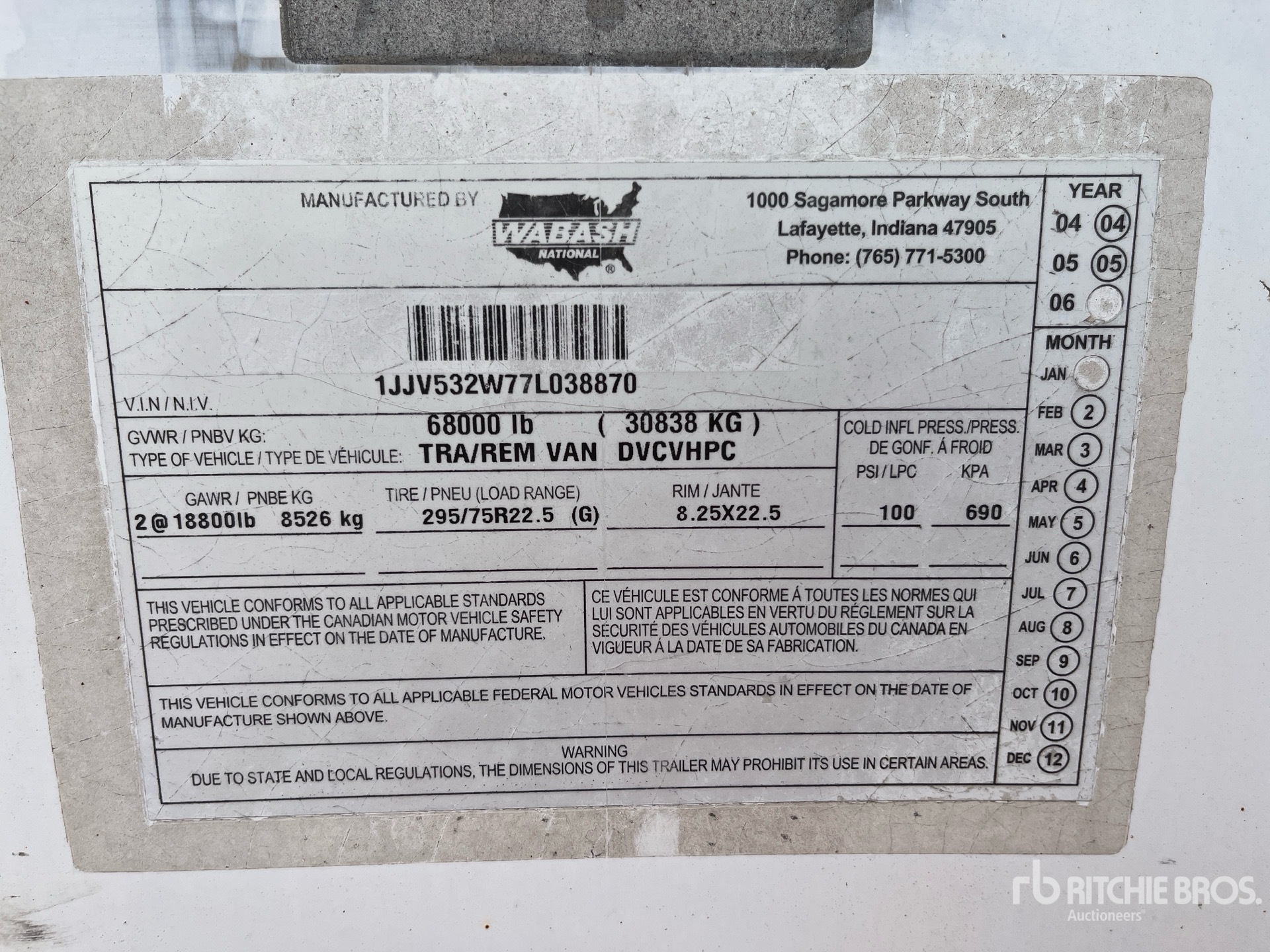 General Appearance with Serial Number / VIN