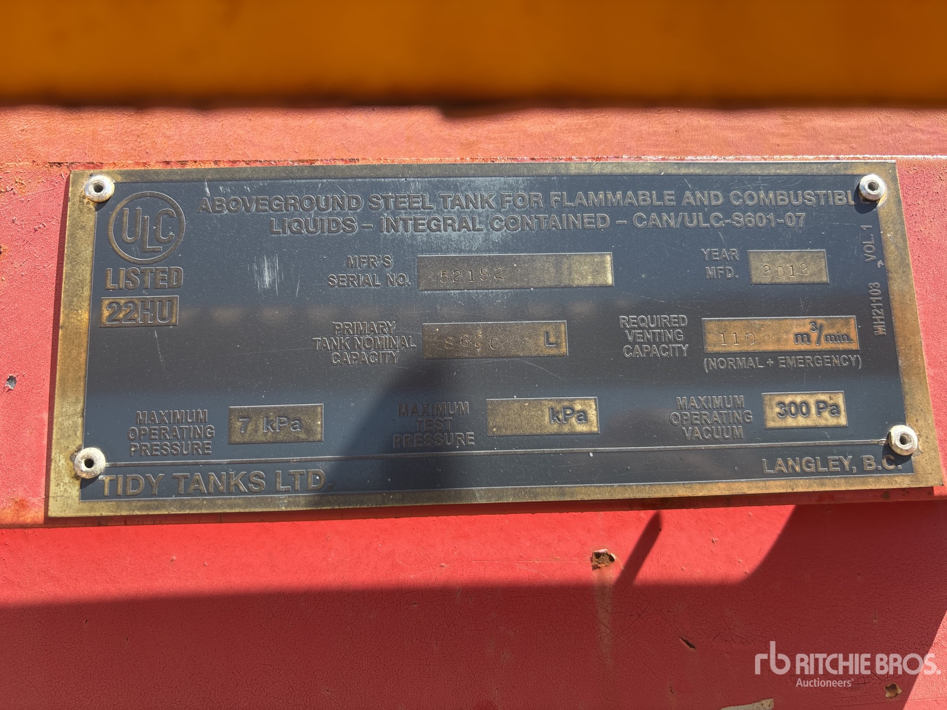 General Appearance with Serial Number / VIN