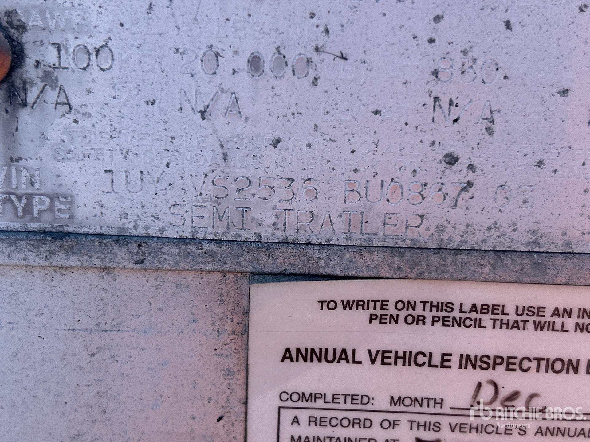 General Appearance with Serial Number / VIN
