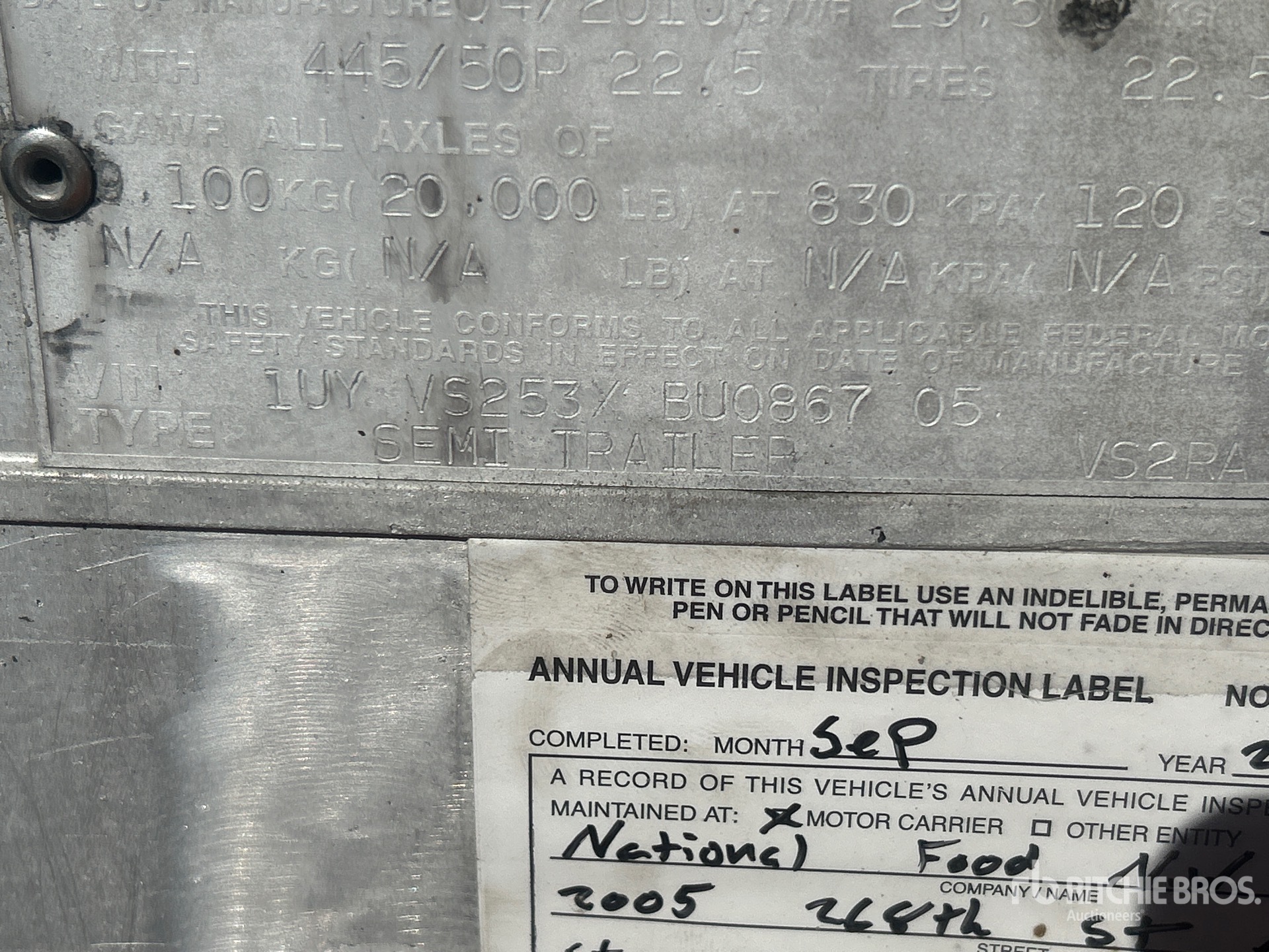 General Appearance with Serial Number / VIN