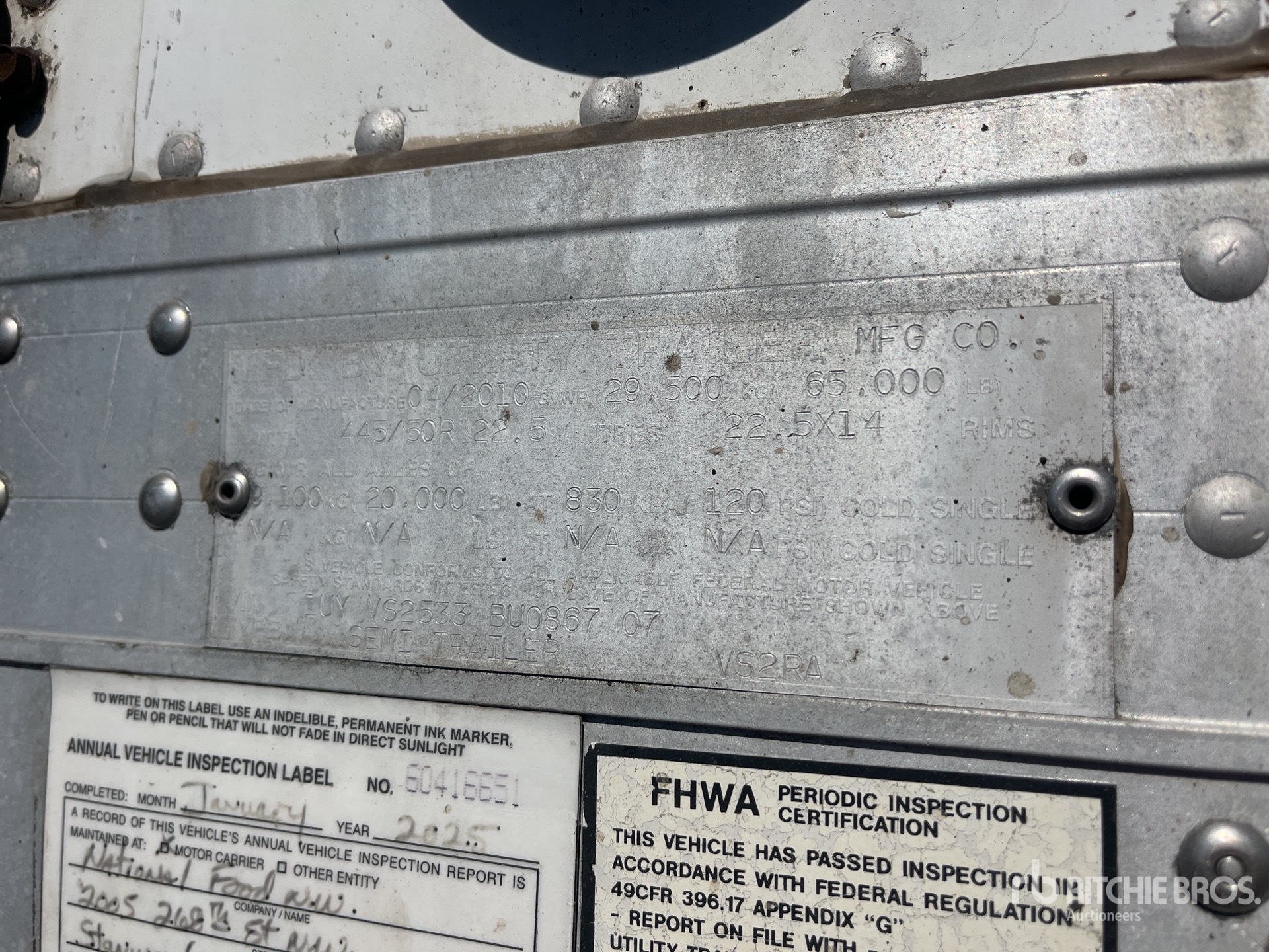General Appearance with Serial Number / VIN