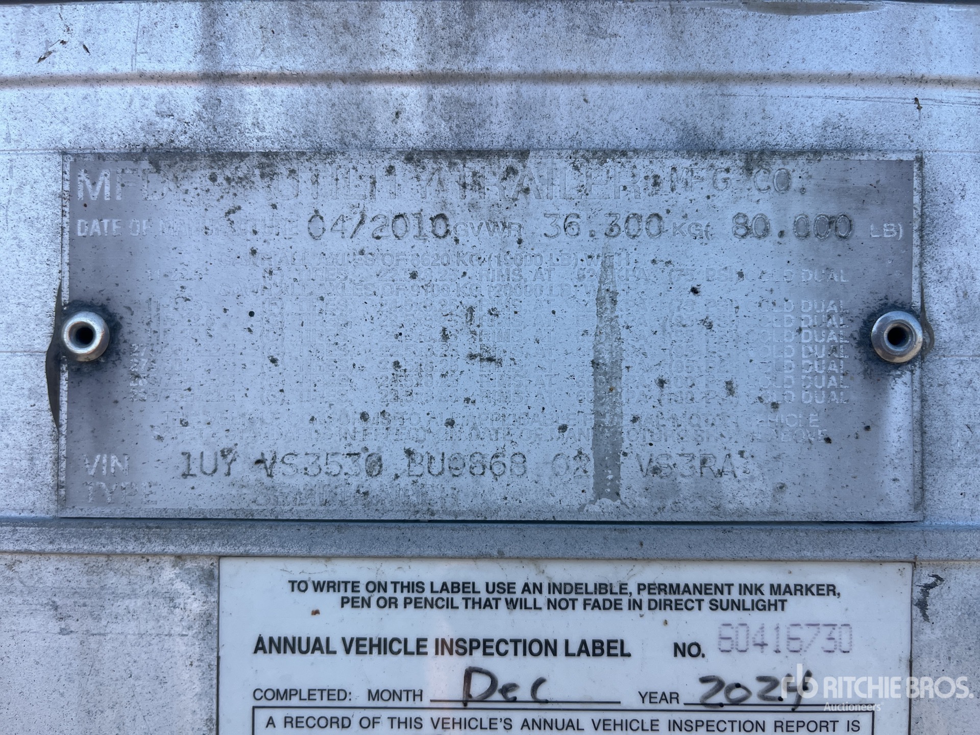 General Appearance with Serial Number / VIN