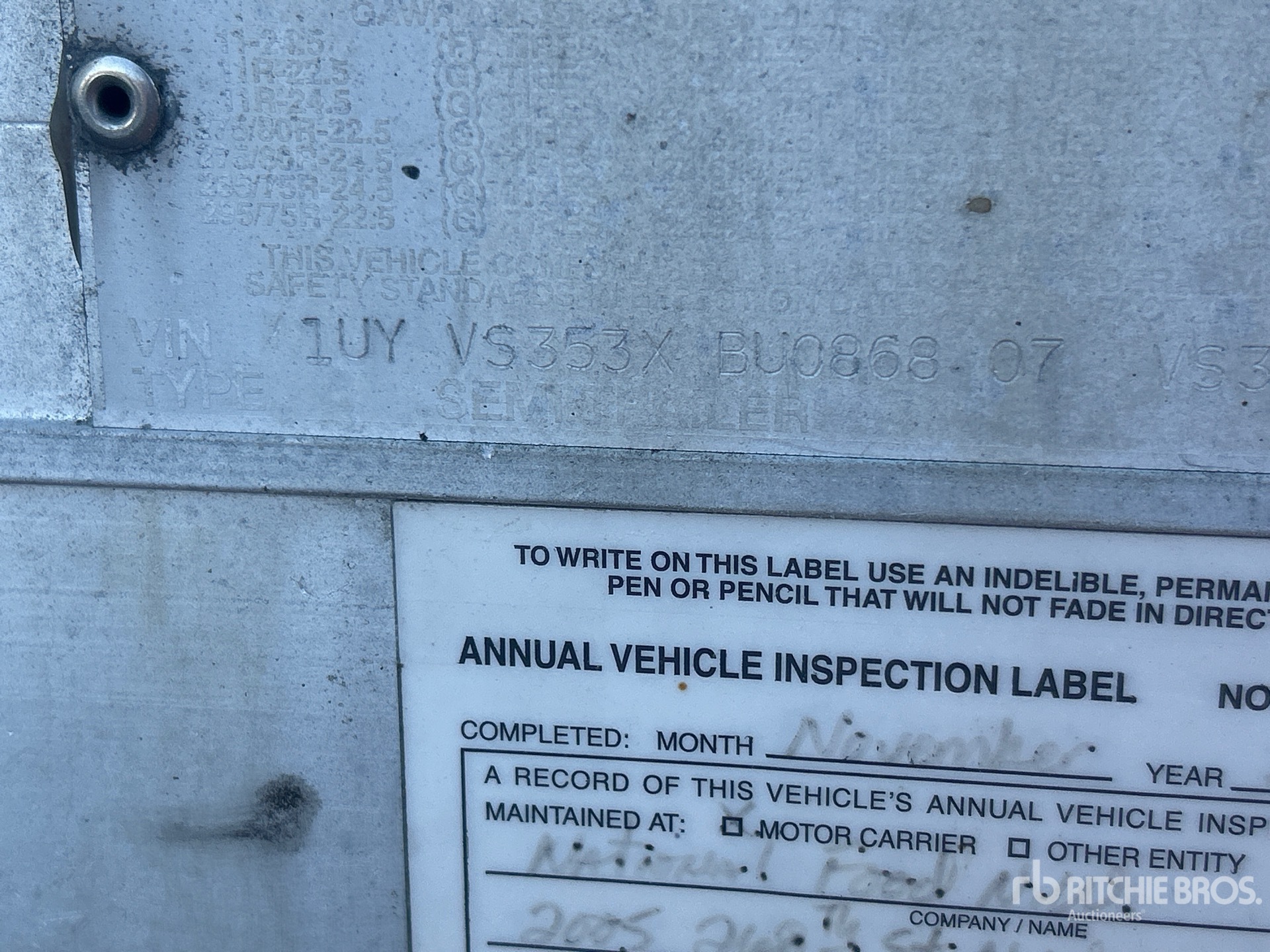 General Appearance with Serial Number / VIN