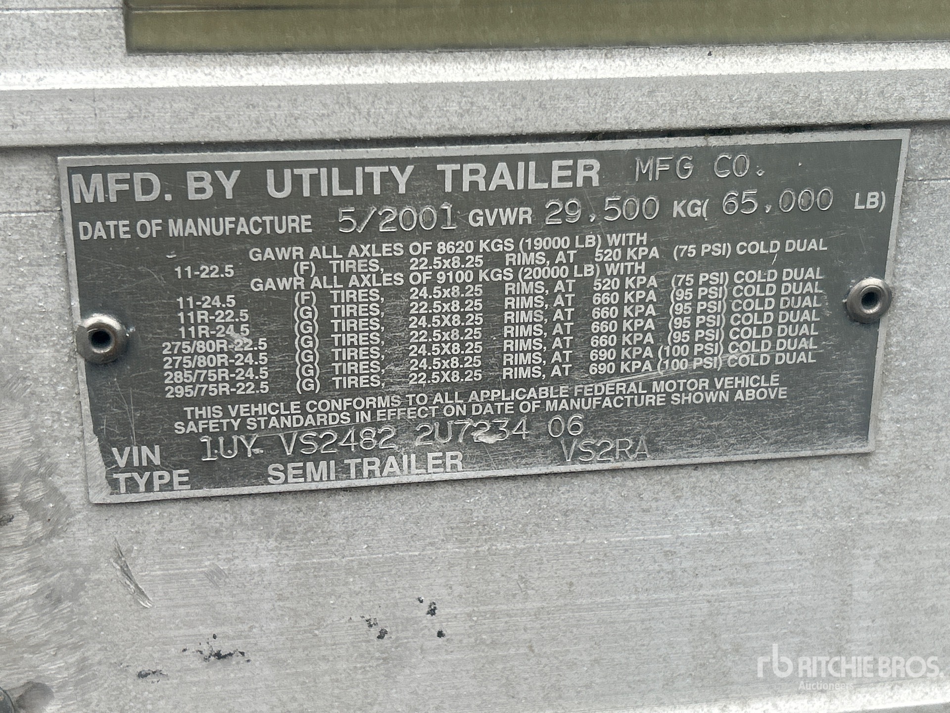 General Appearance with Serial Number / VIN