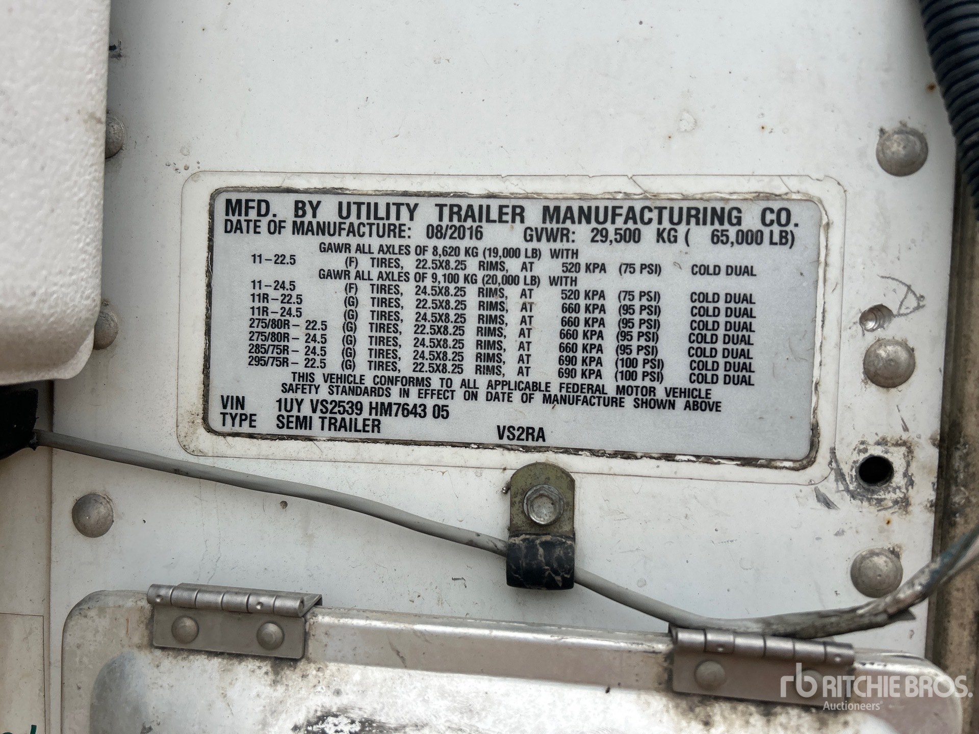 General Appearance with Serial Number / VIN