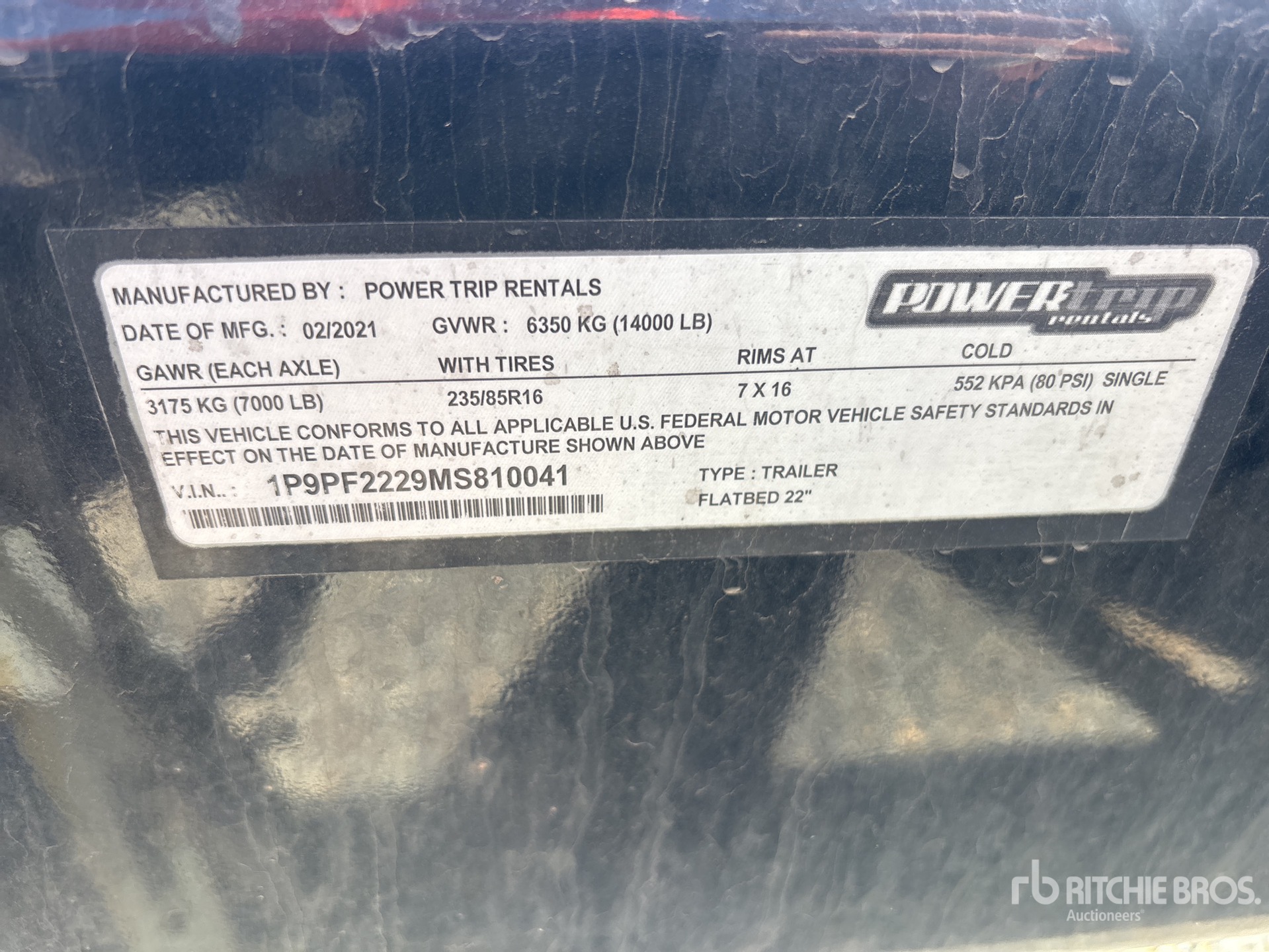 General Appearance with Serial Number / VIN