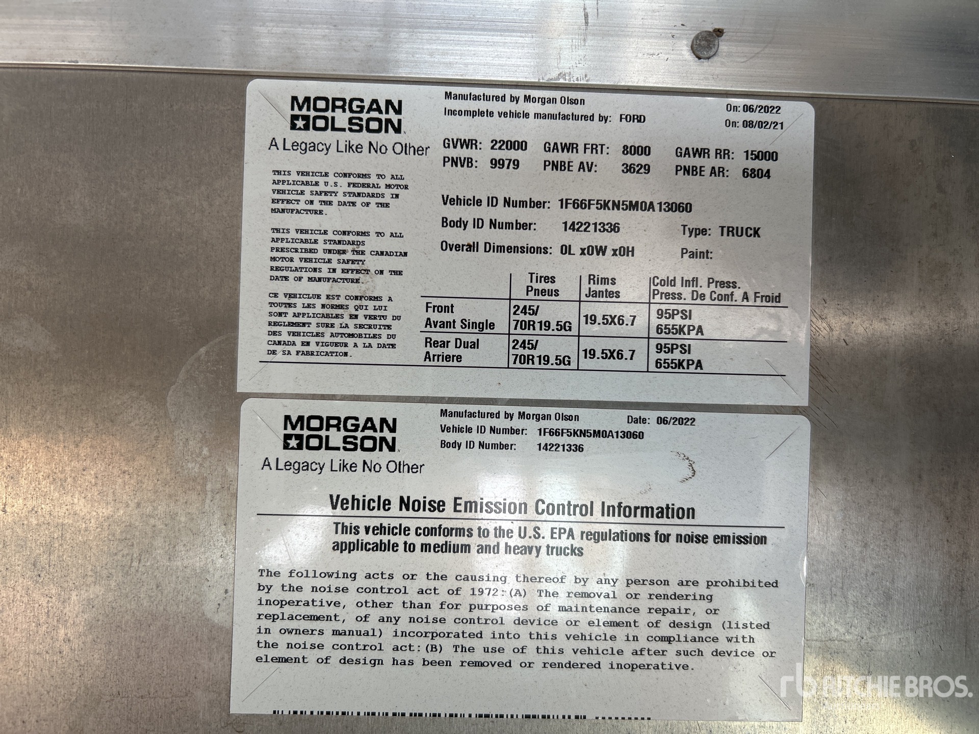 General Appearance with Serial Number / VIN