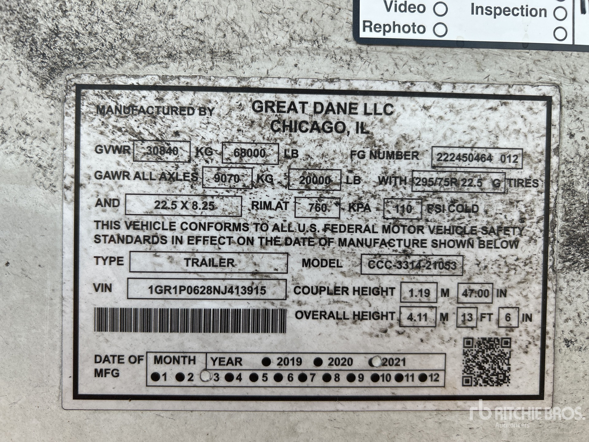 General Appearance with Serial Number / VIN